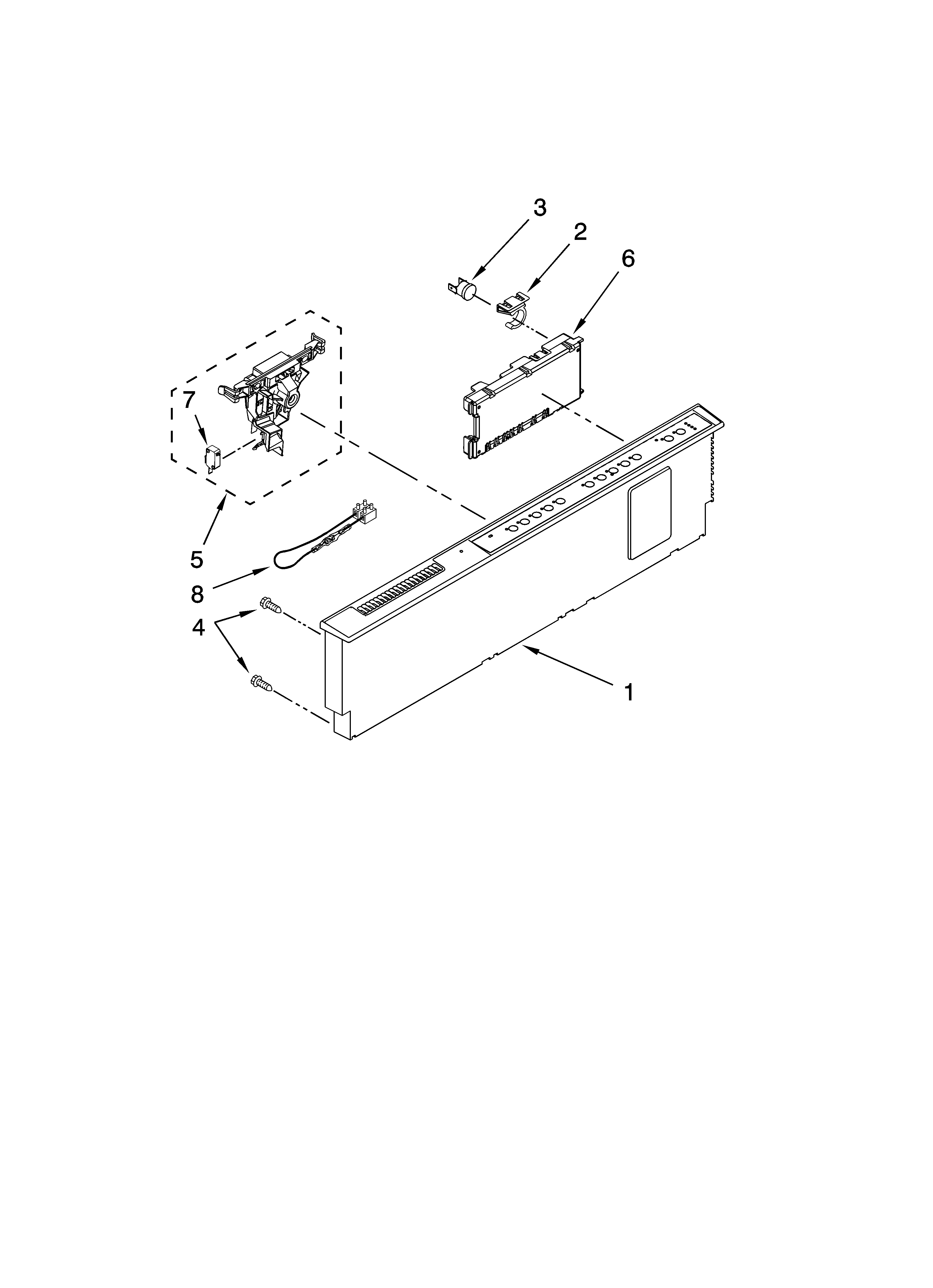 KitchenAid KUDE60FVBL0 control panel parts diagram