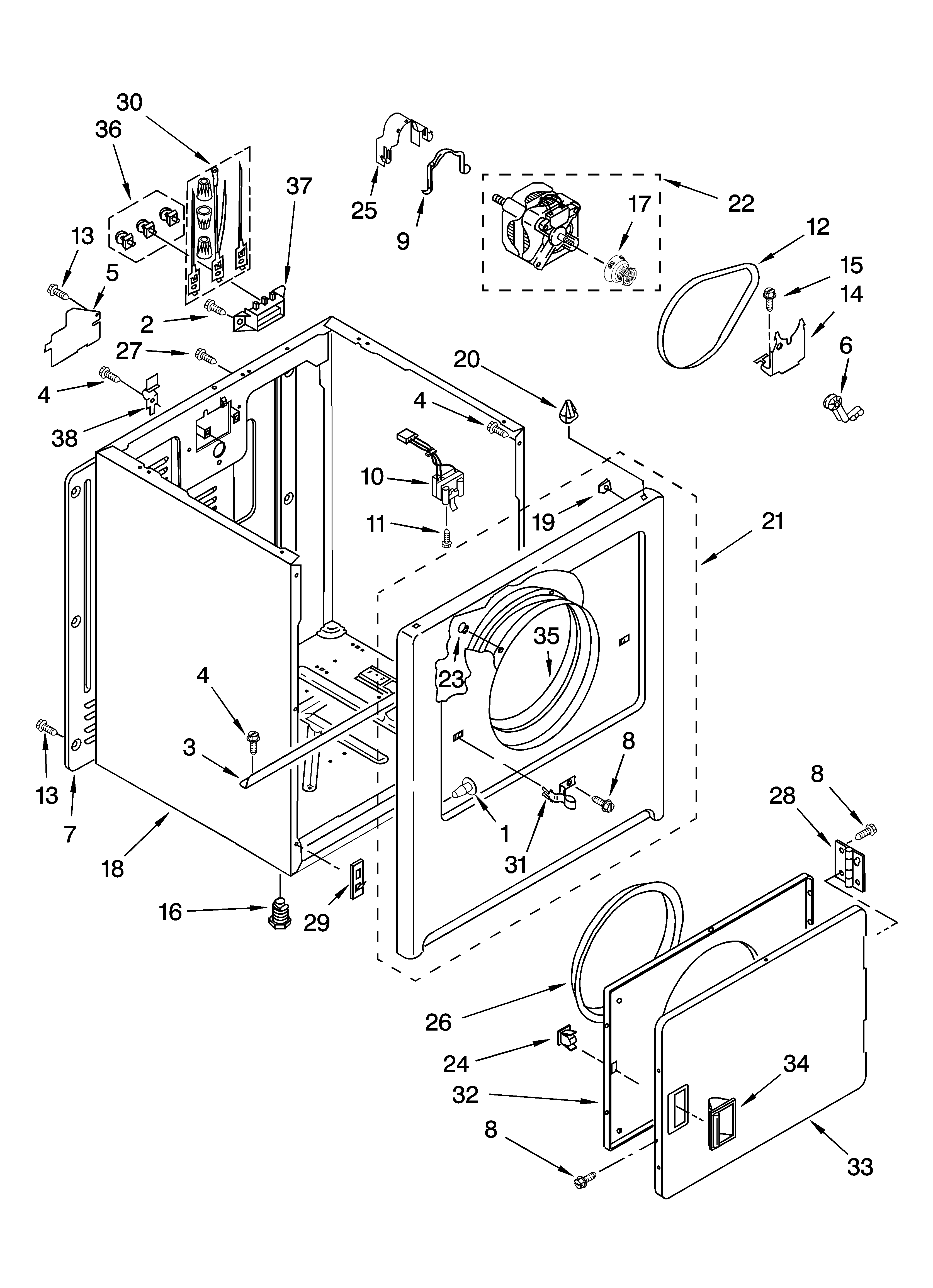 Crosley CEDX631VQ1 cabinet parts diagram