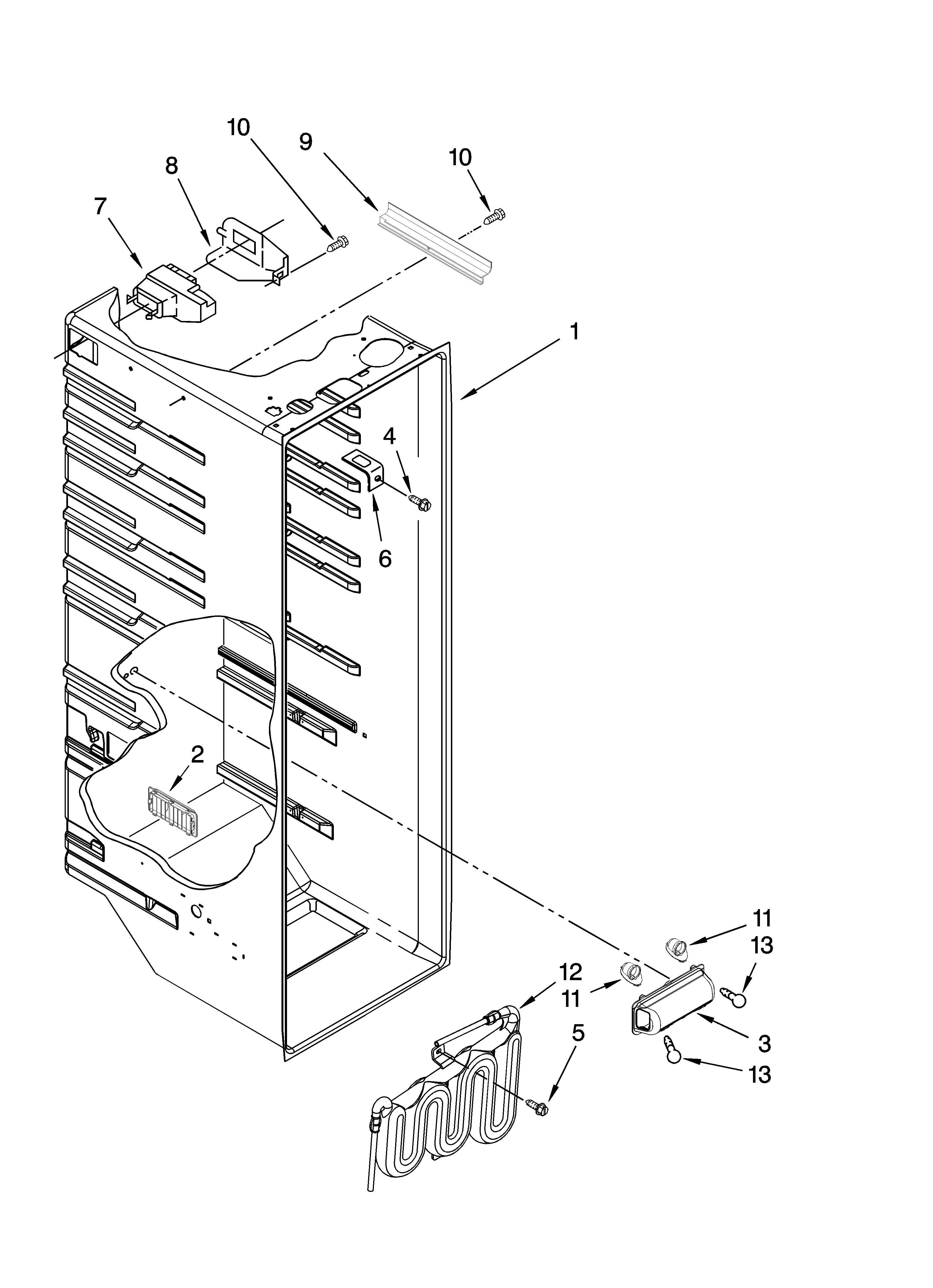 Whirlpool ED5KVEXVB00 refrigerator liner parts diagram