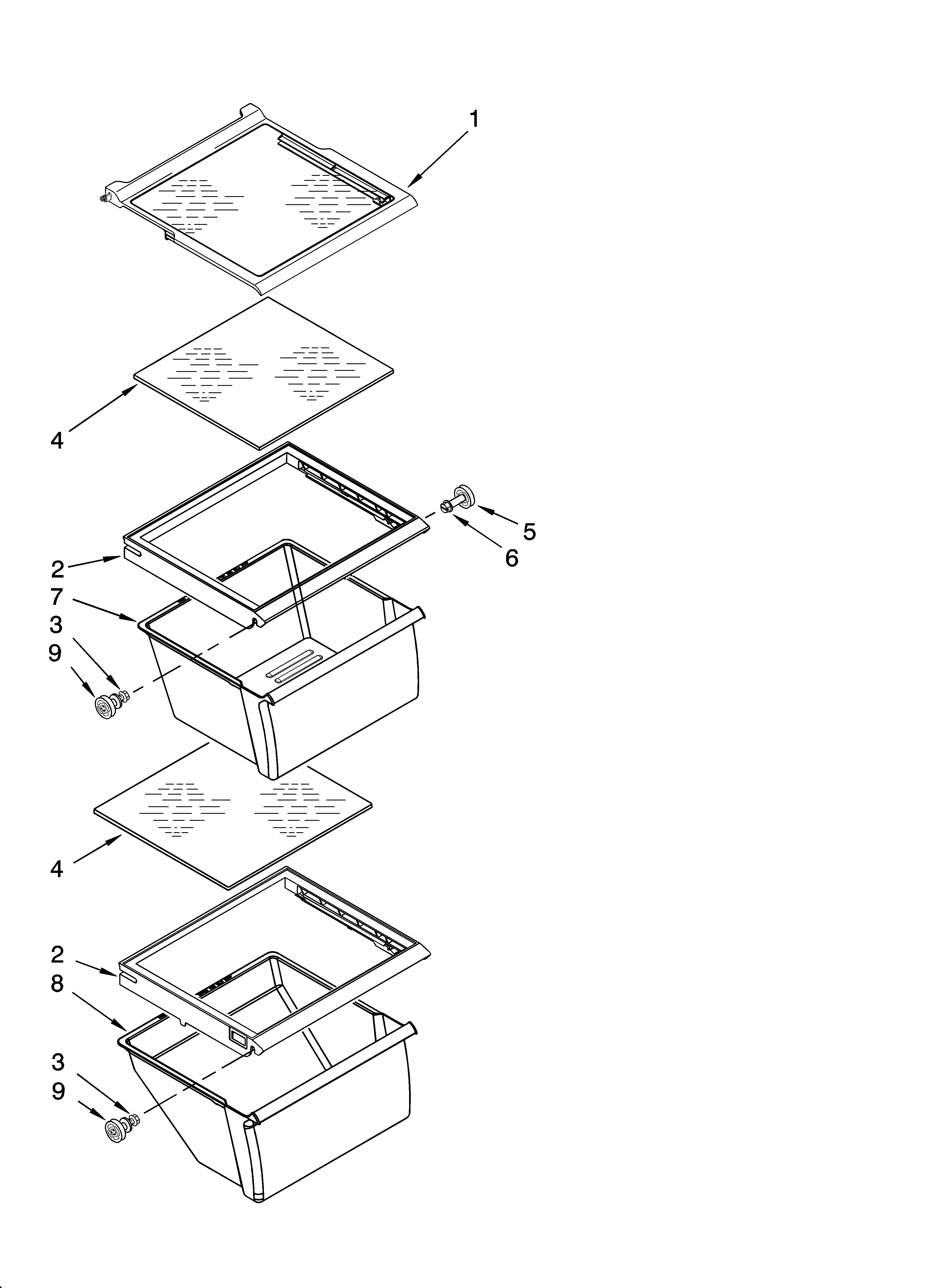 Whirlpool ED5KVEXVB00 refrigerator shelf parts diagram