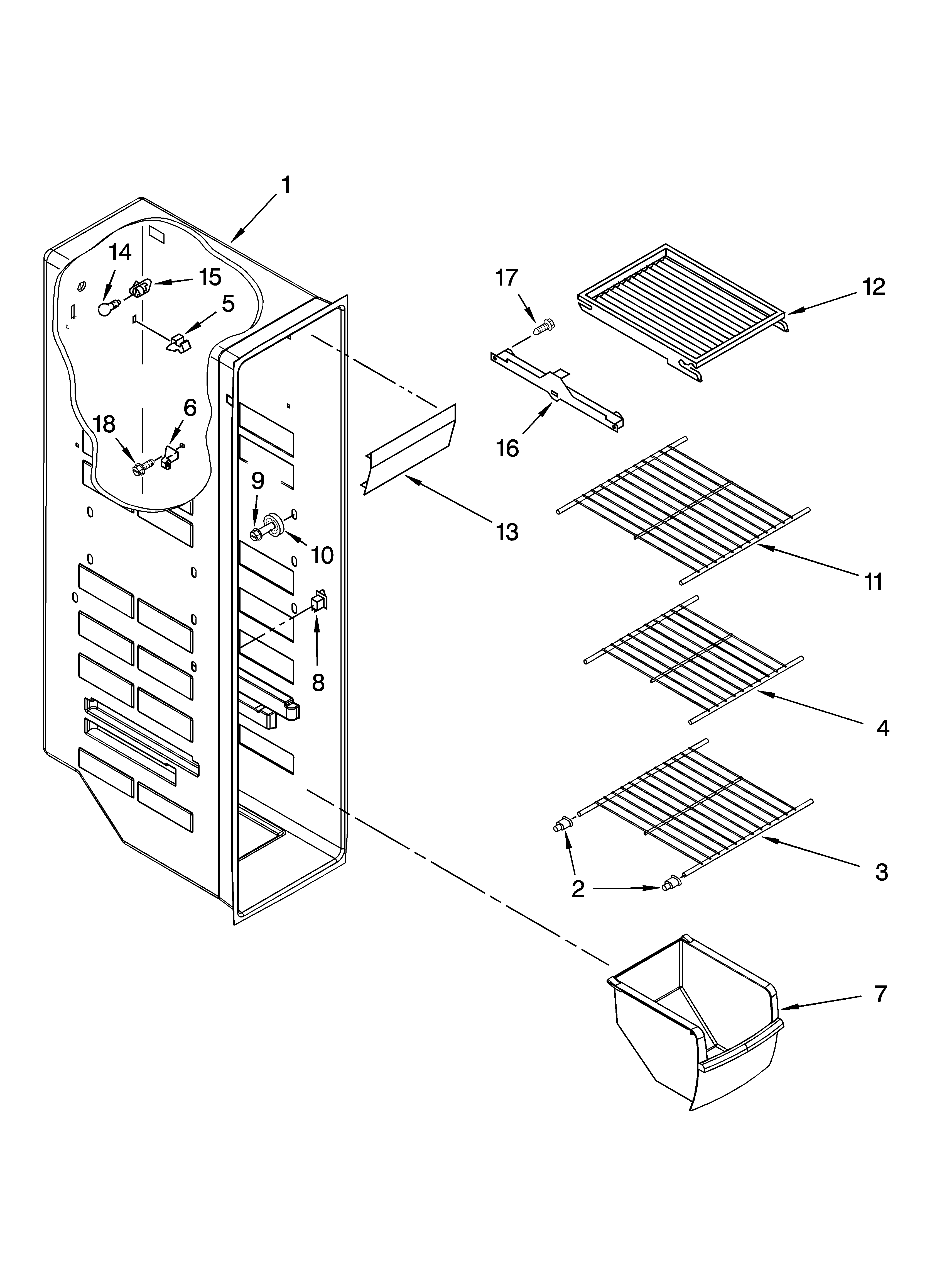 Whirlpool ED5KVEXVB00 freezer liner parts diagram