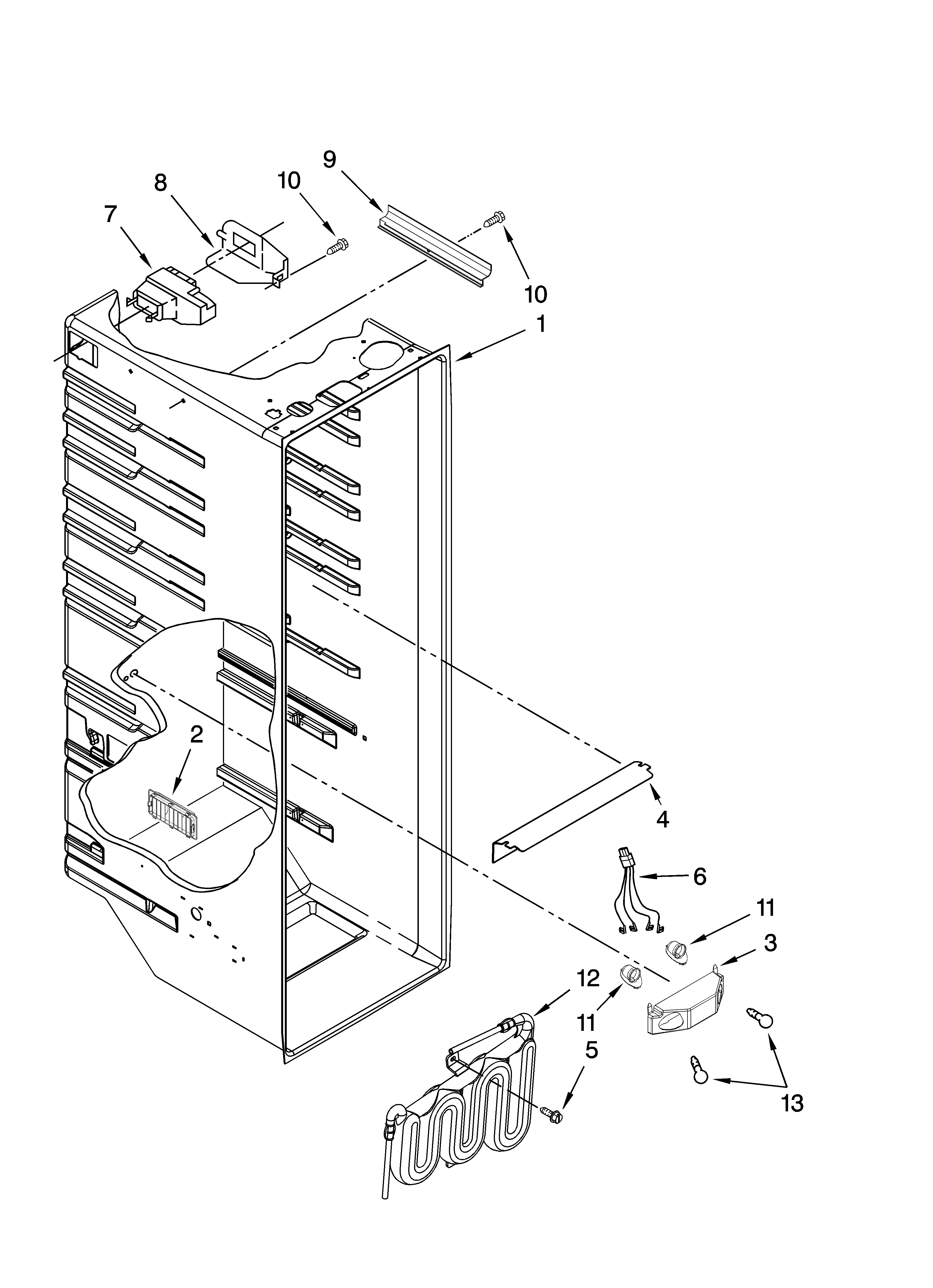 Whirlpool ED5VHAXVB00 refrigerator liner parts diagram