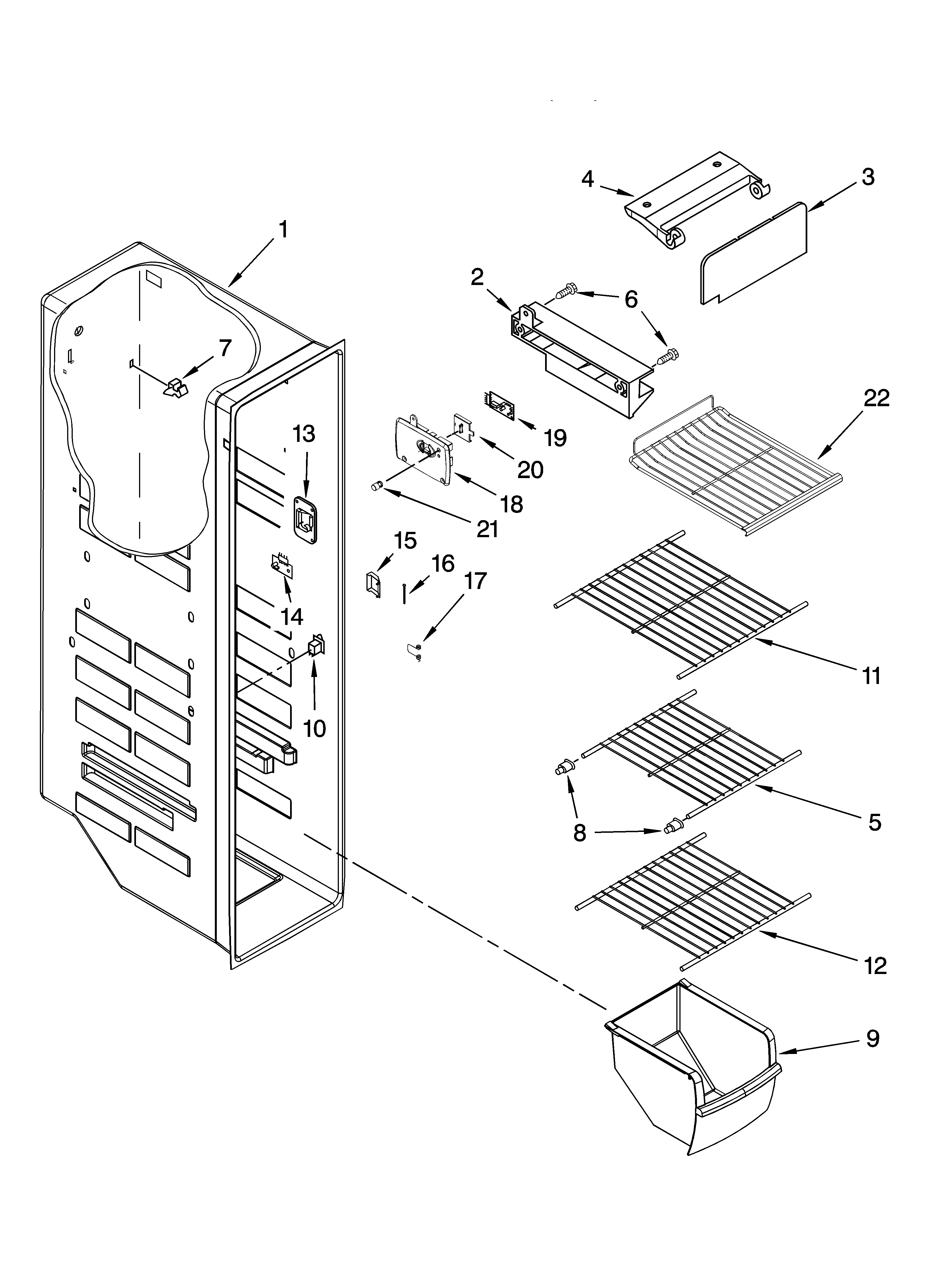Whirlpool ED5VHAXVB00 freezer liner parts diagram