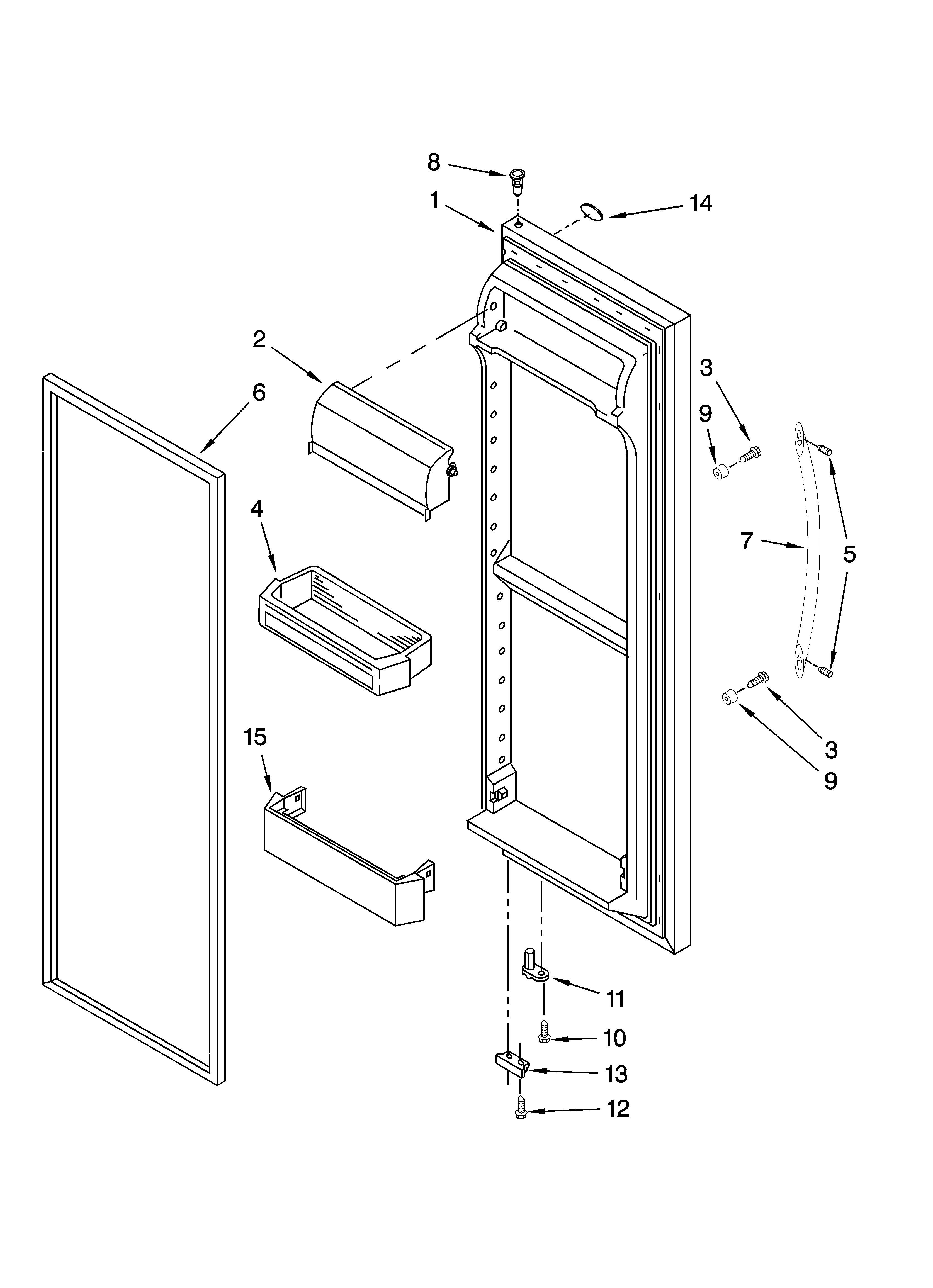 Whirlpool ED5VHAXVB00 refrigerator door parts diagram