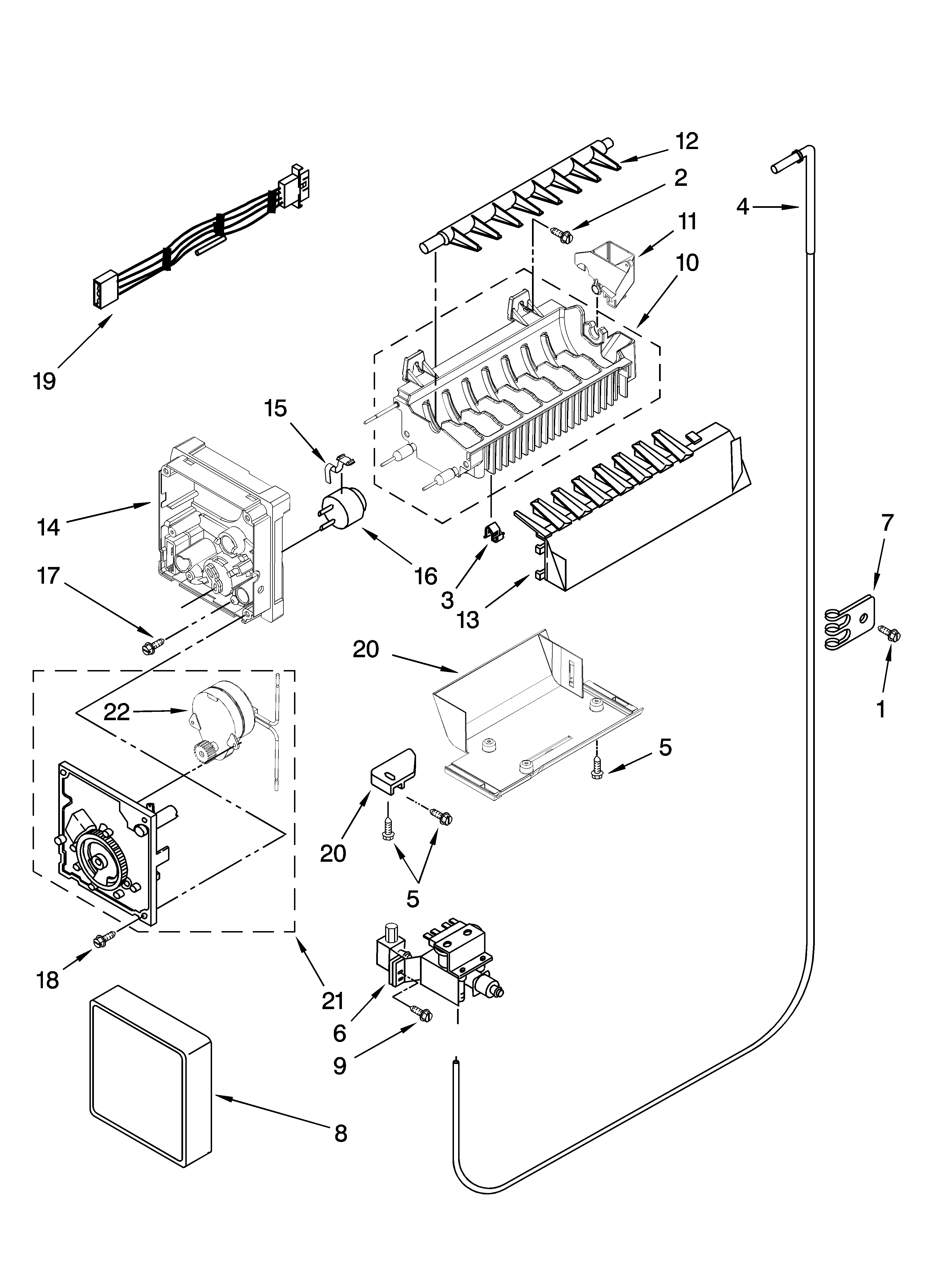 Whirlpool ED5VHAXVB00 icemaker parts, optional parts (not included) diagram