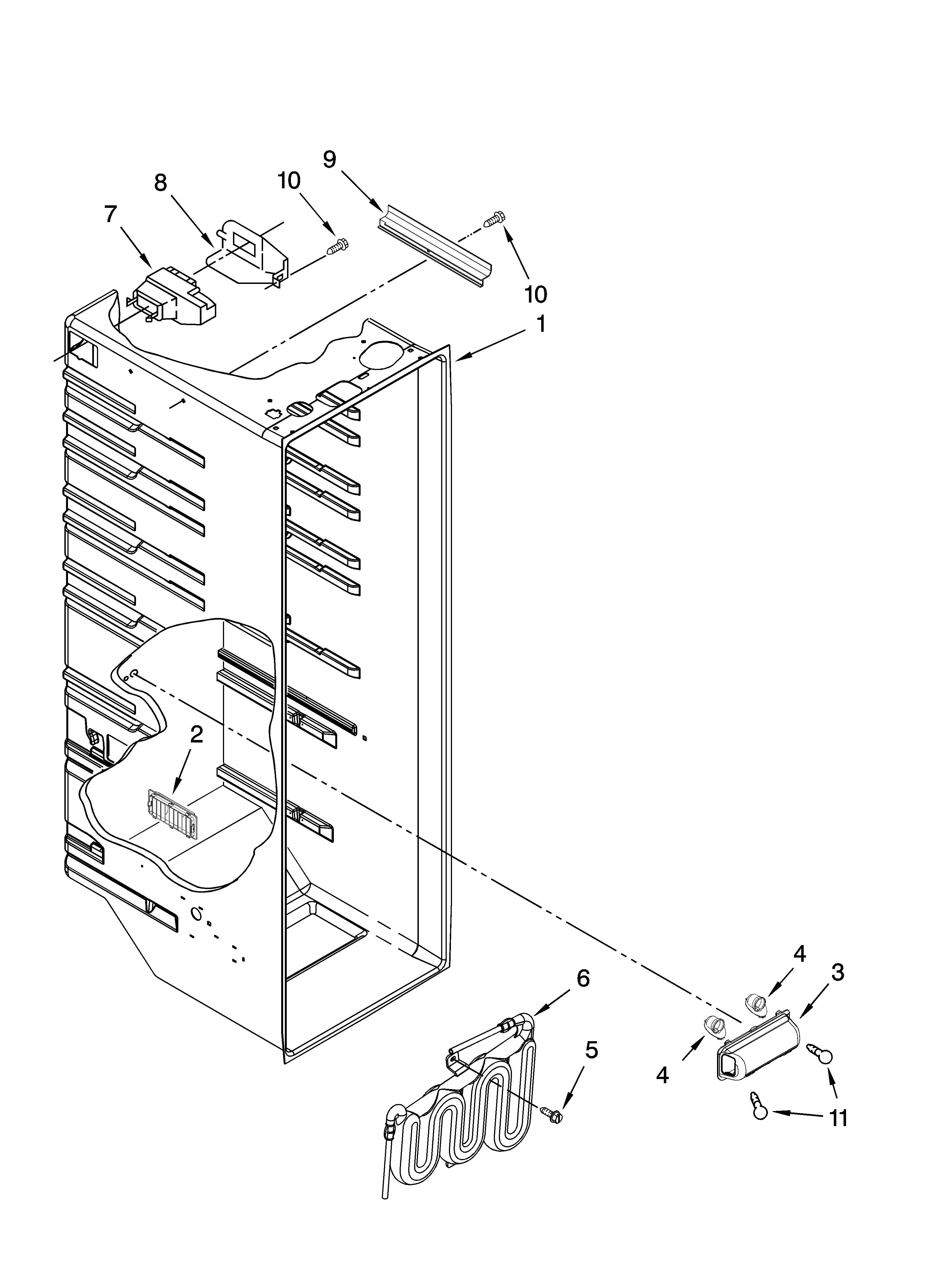 Whirlpool ED5VHAXVQ01 refrigerator liner parts diagram