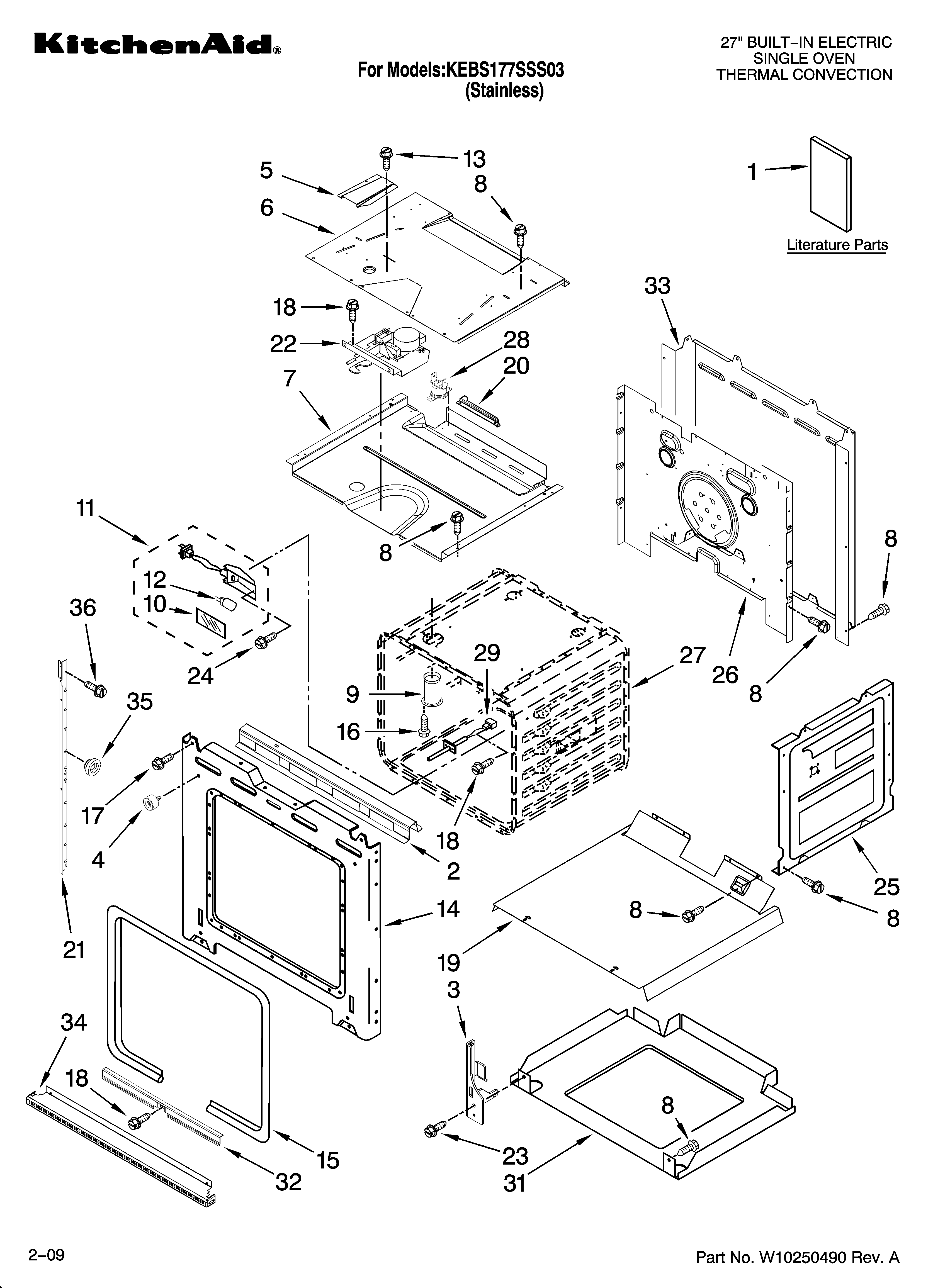 KitchenAid KEBS177SSS03 oven parts diagram