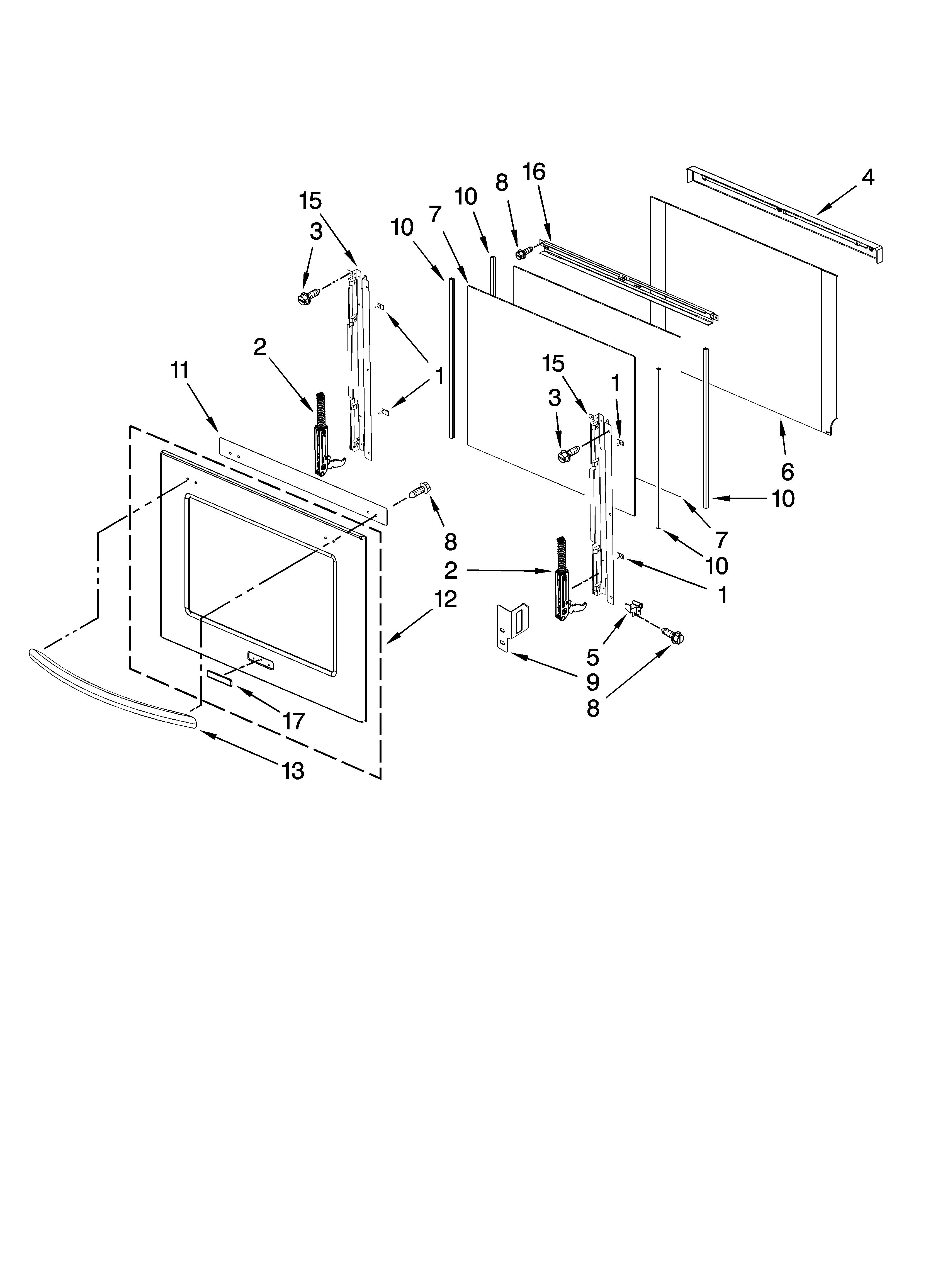 KitchenAid KEBS177SSS03 oven door parts diagram