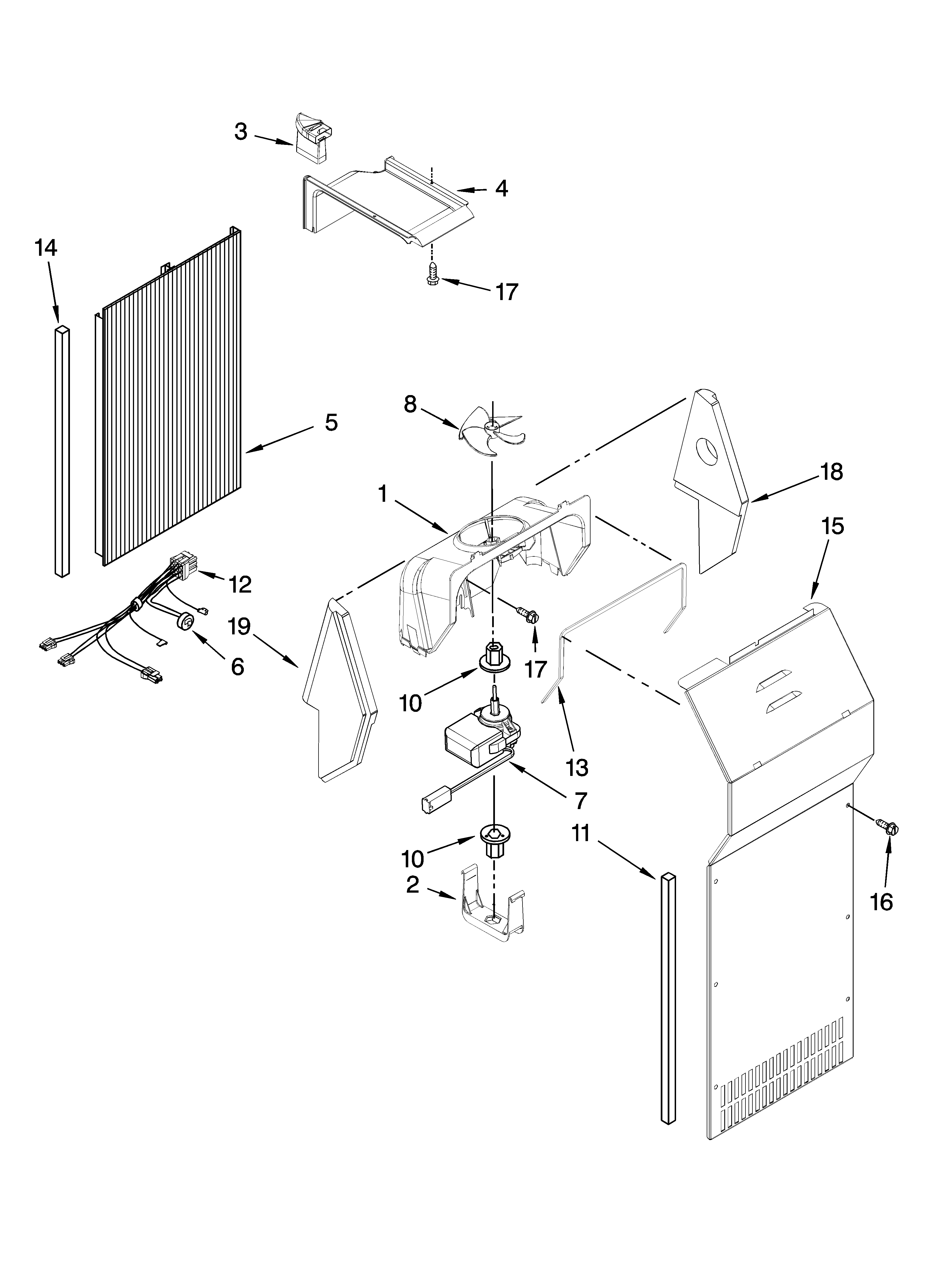 KitchenAid KSBP25IVSS01 air flow parts diagram