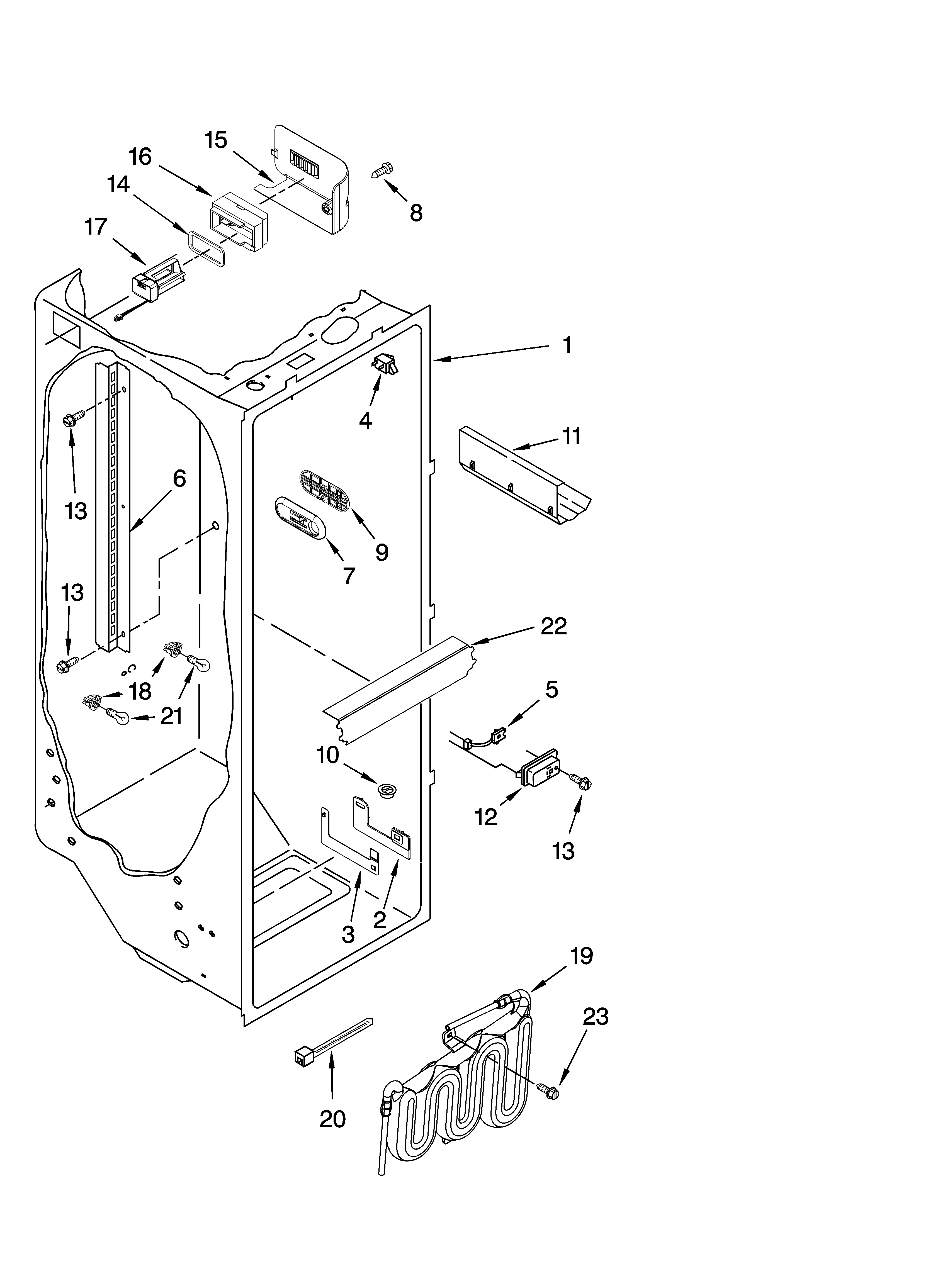 KitchenAid KSBS25IVWH01 refrigerator liner parts diagram