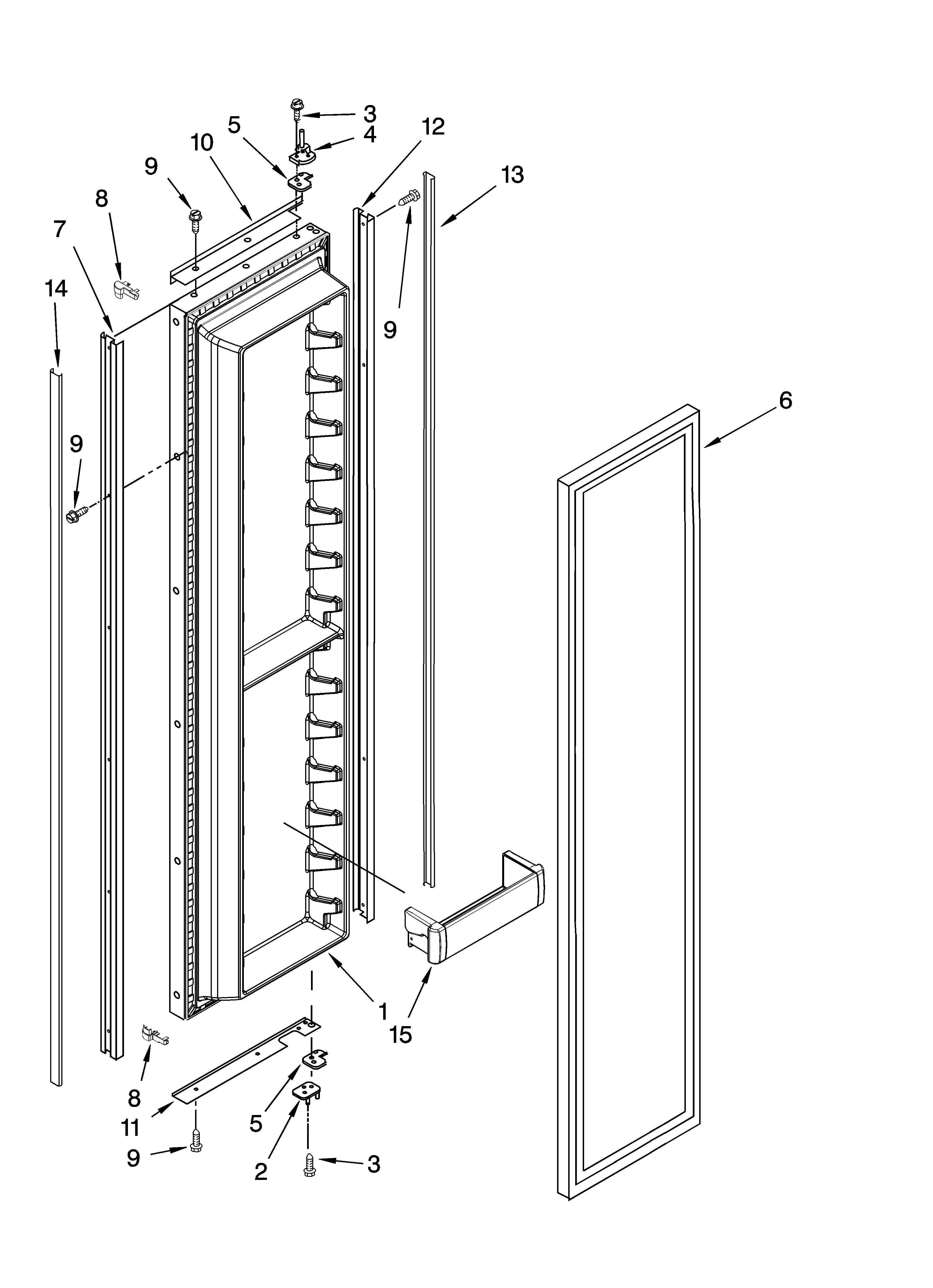 KitchenAid KSSO42FTX03 freezer door parts diagram