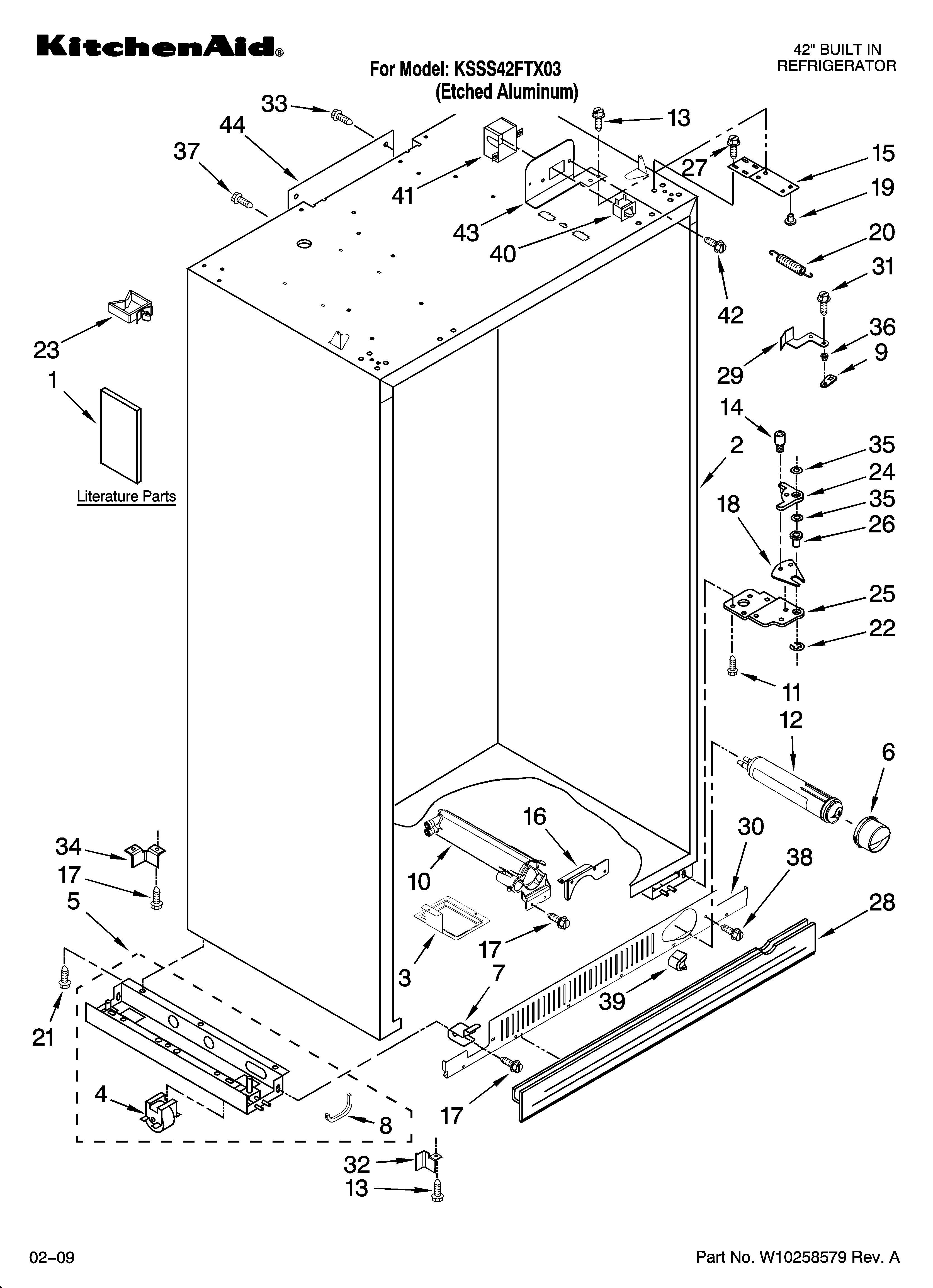 KitchenAid KSSS42FTX03 cabinet parts diagram
