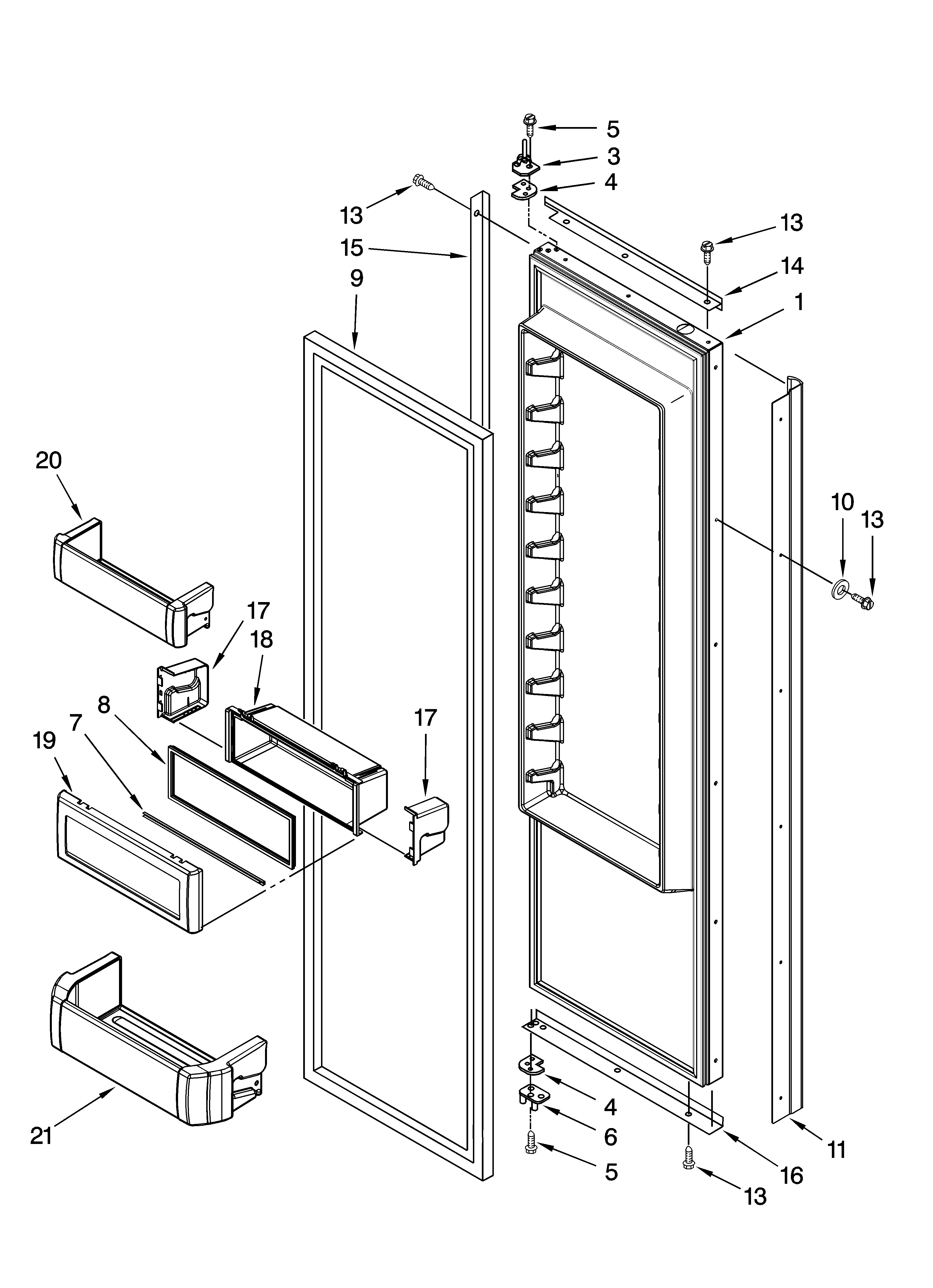 KitchenAid KSSS42FTX03 refrigerator door parts diagram