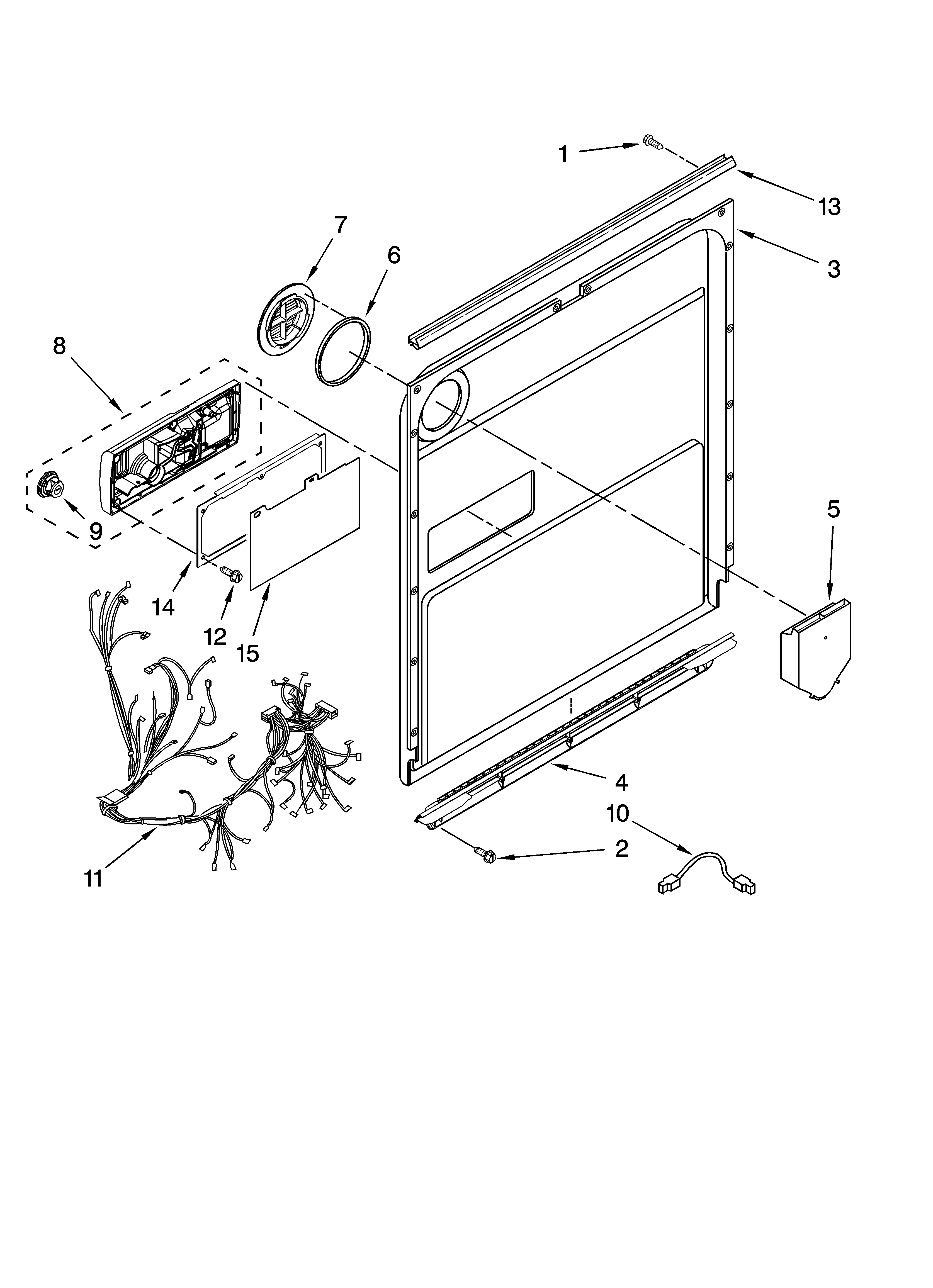 KitchenAid KUDE70FVSS0 door and latch parts diagram