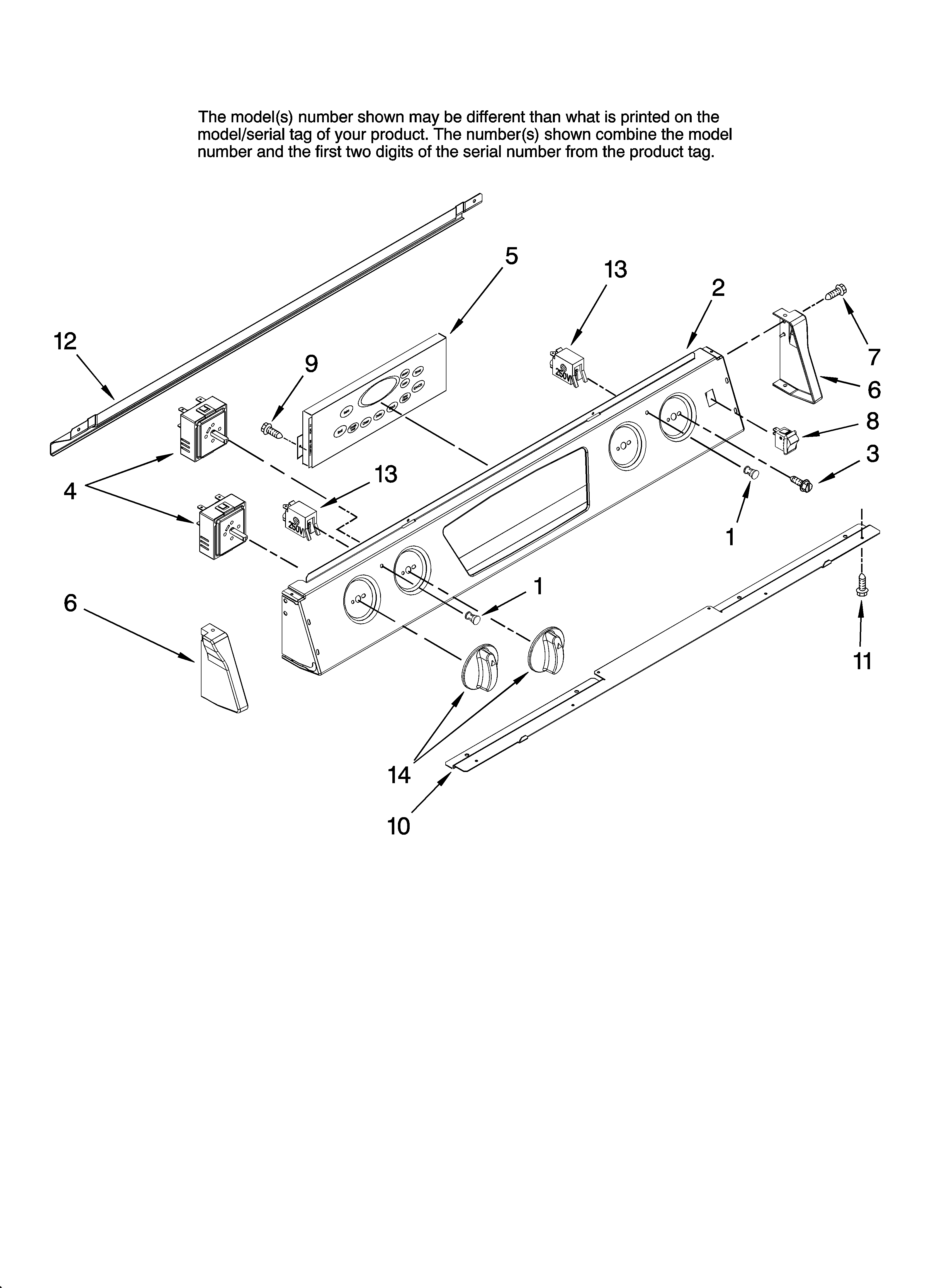 Whirlpool RS160LXTQ1 control panel parts diagram