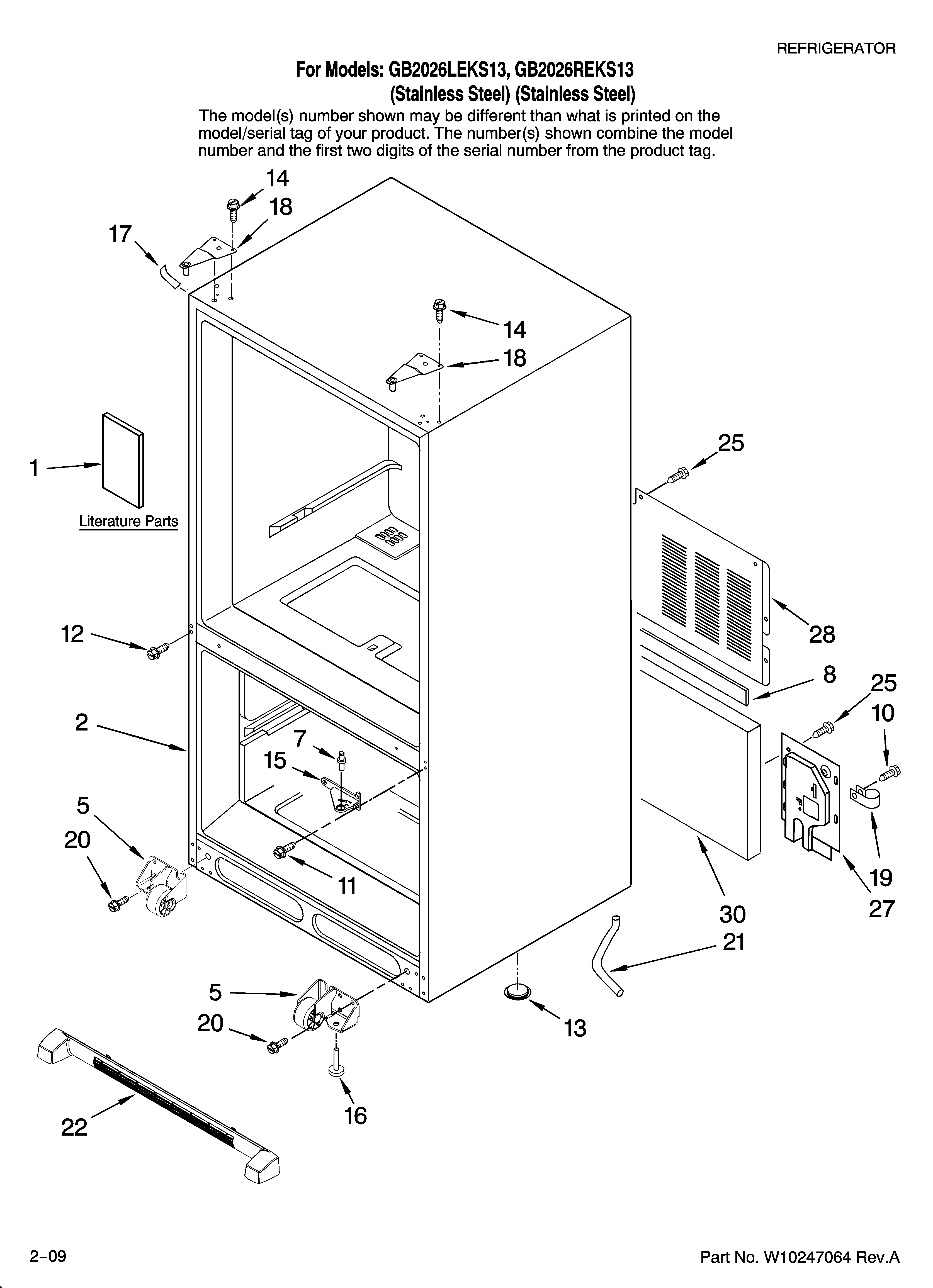 Amana GB2026LEKS13 cabinet parts diagram