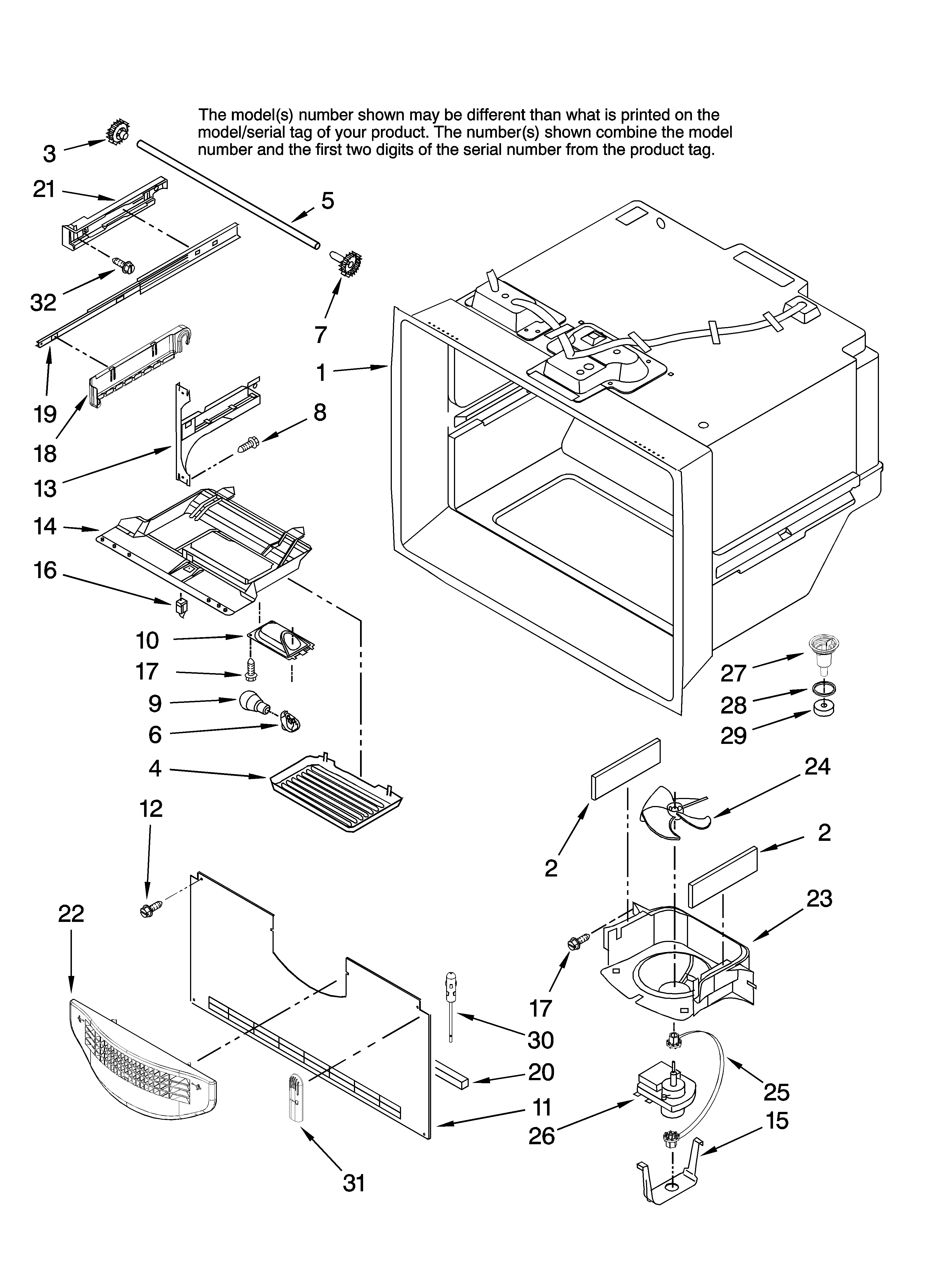 Amana GB2026LEKS13 freezer liner parts diagram