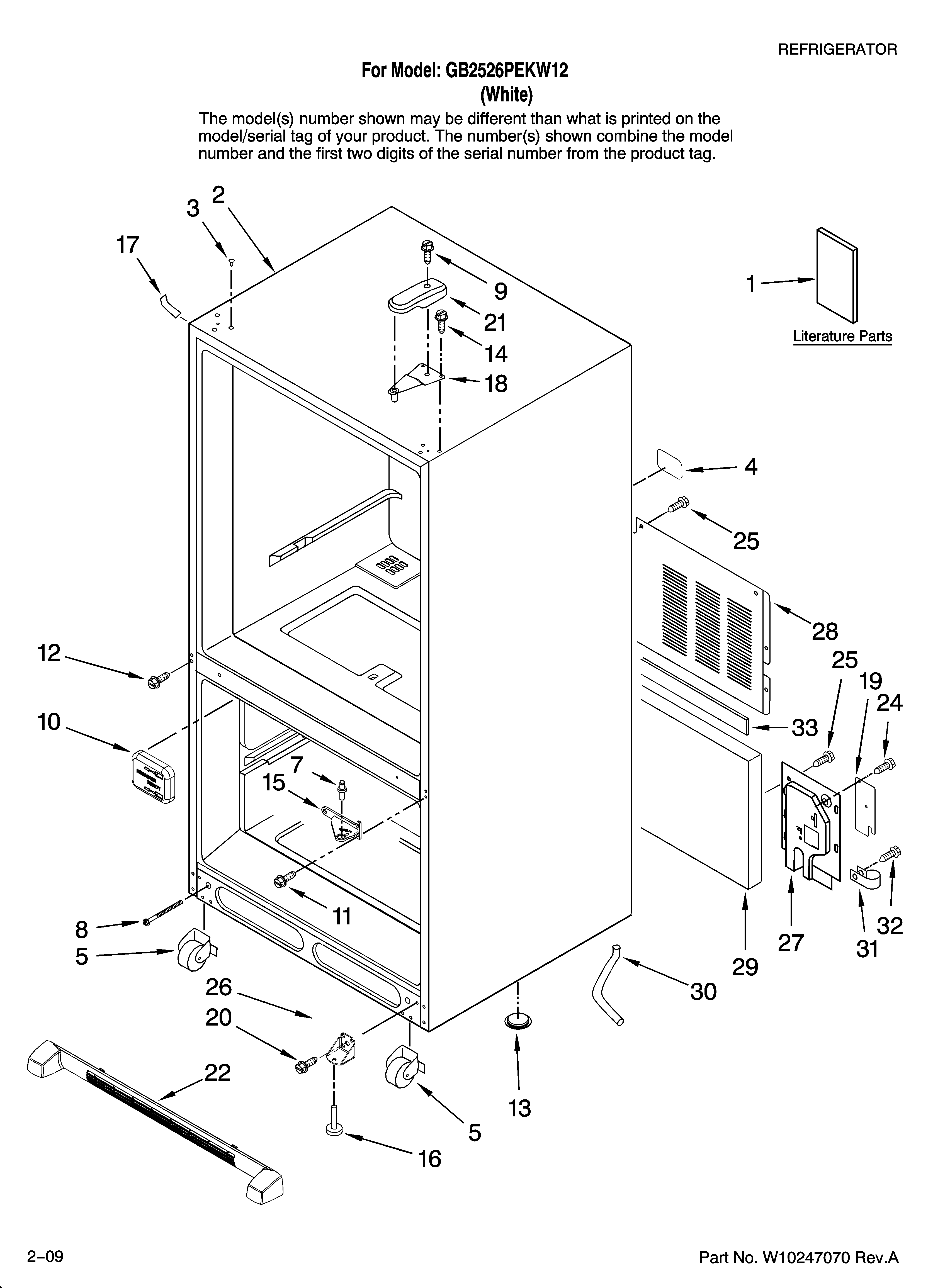 Amana GB2526PEKW12 cabinet parts diagram