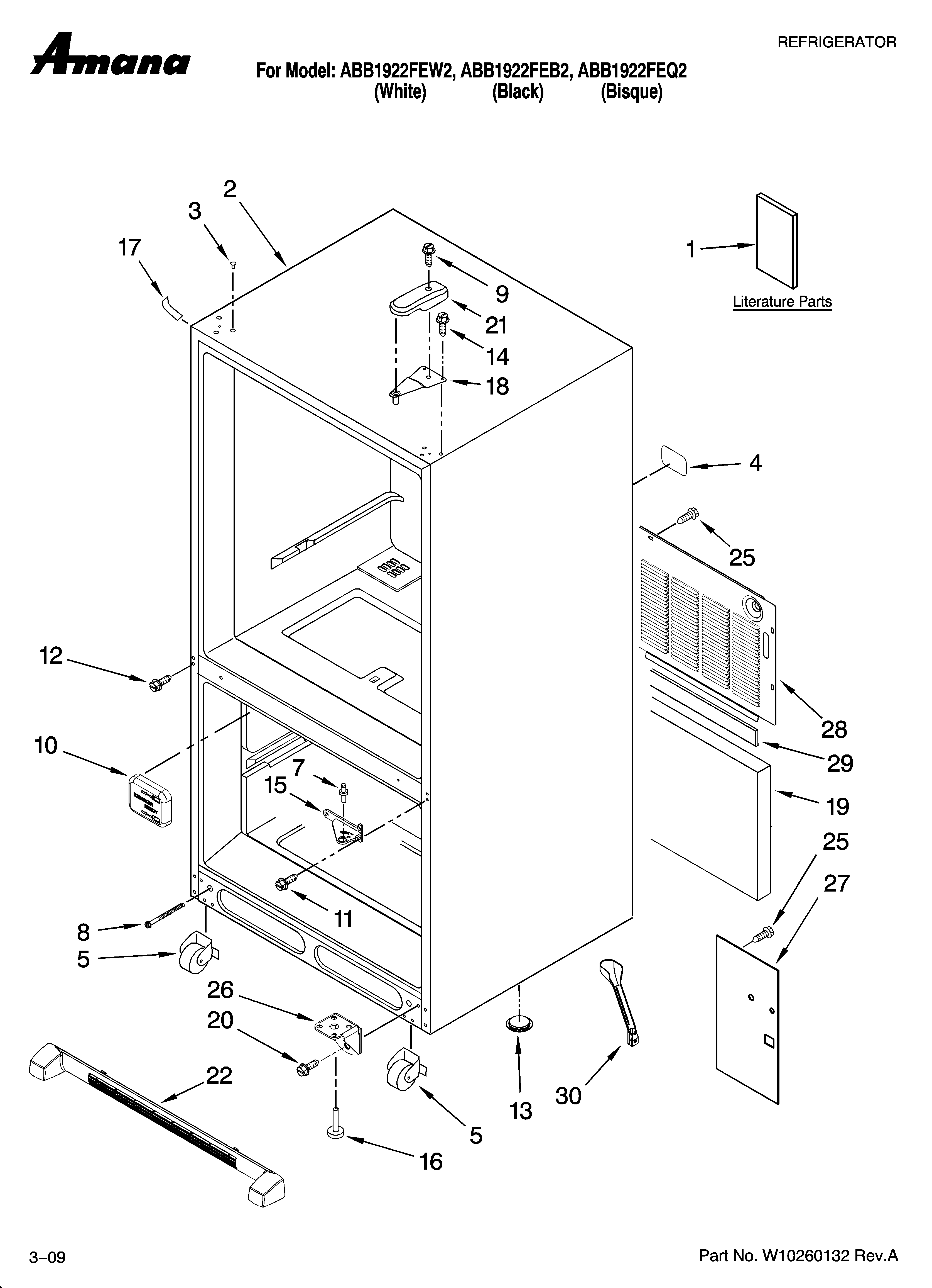Amana ABB1922FEQ2 cabinet parts diagram