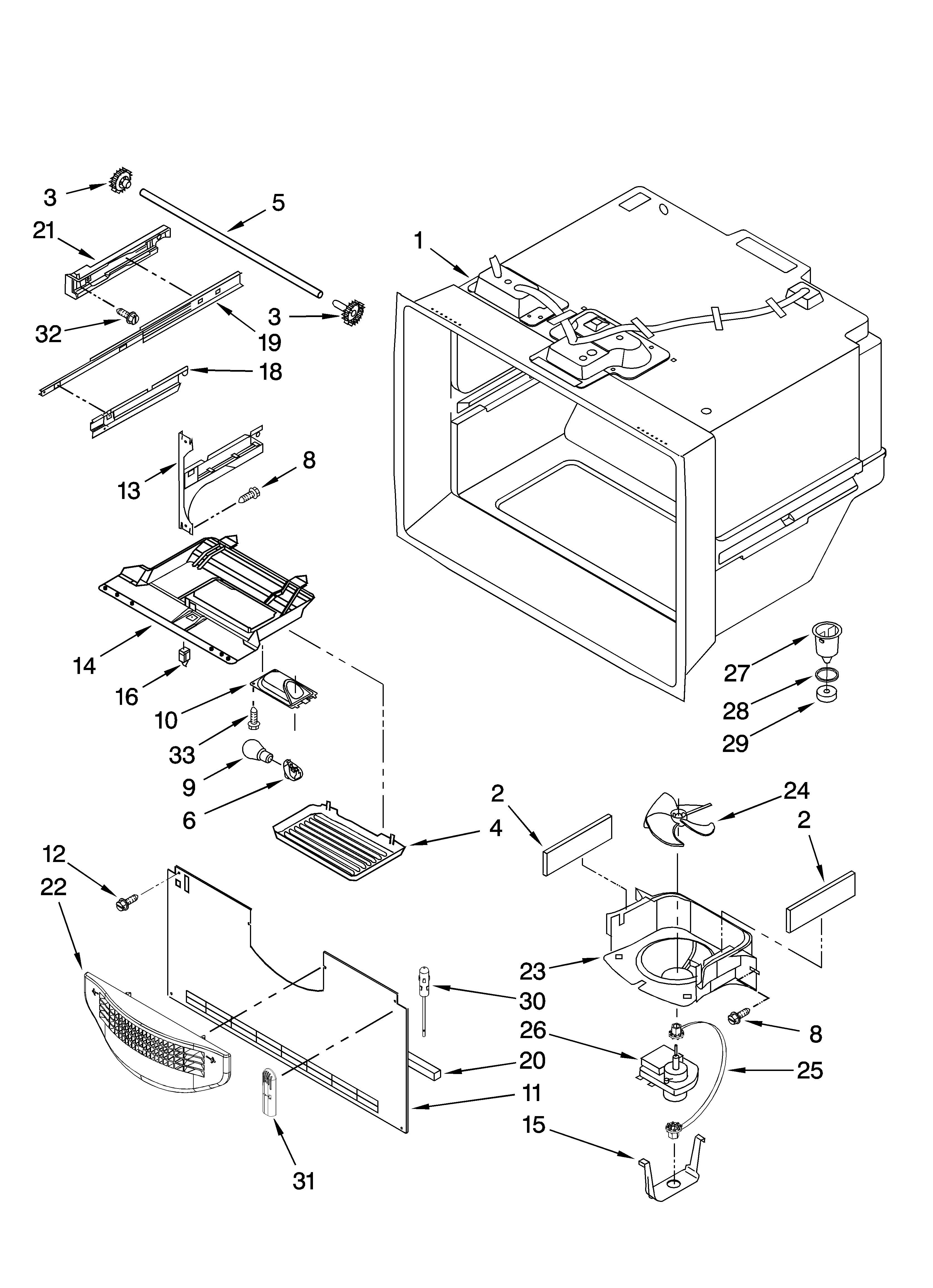 Amana ABB1927VEW1 freezer liner parts diagram