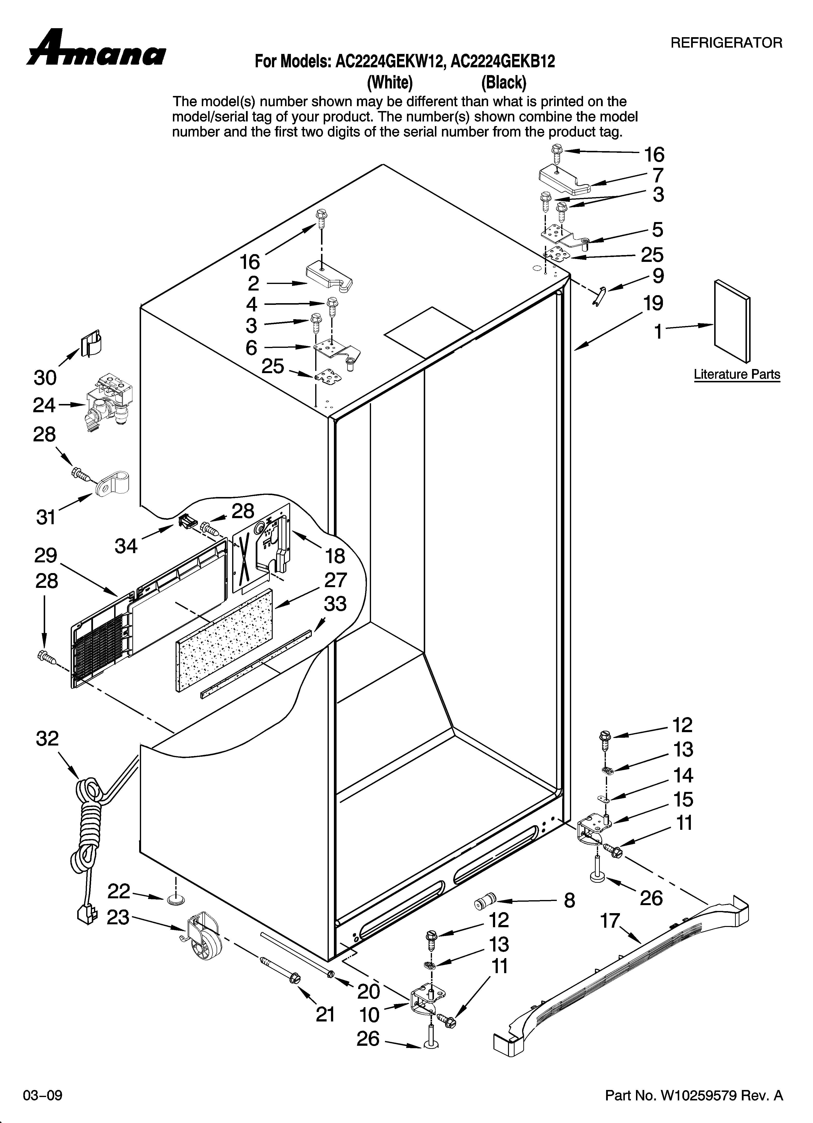 Amana AC2224GEKB12 cabinet parts diagram
