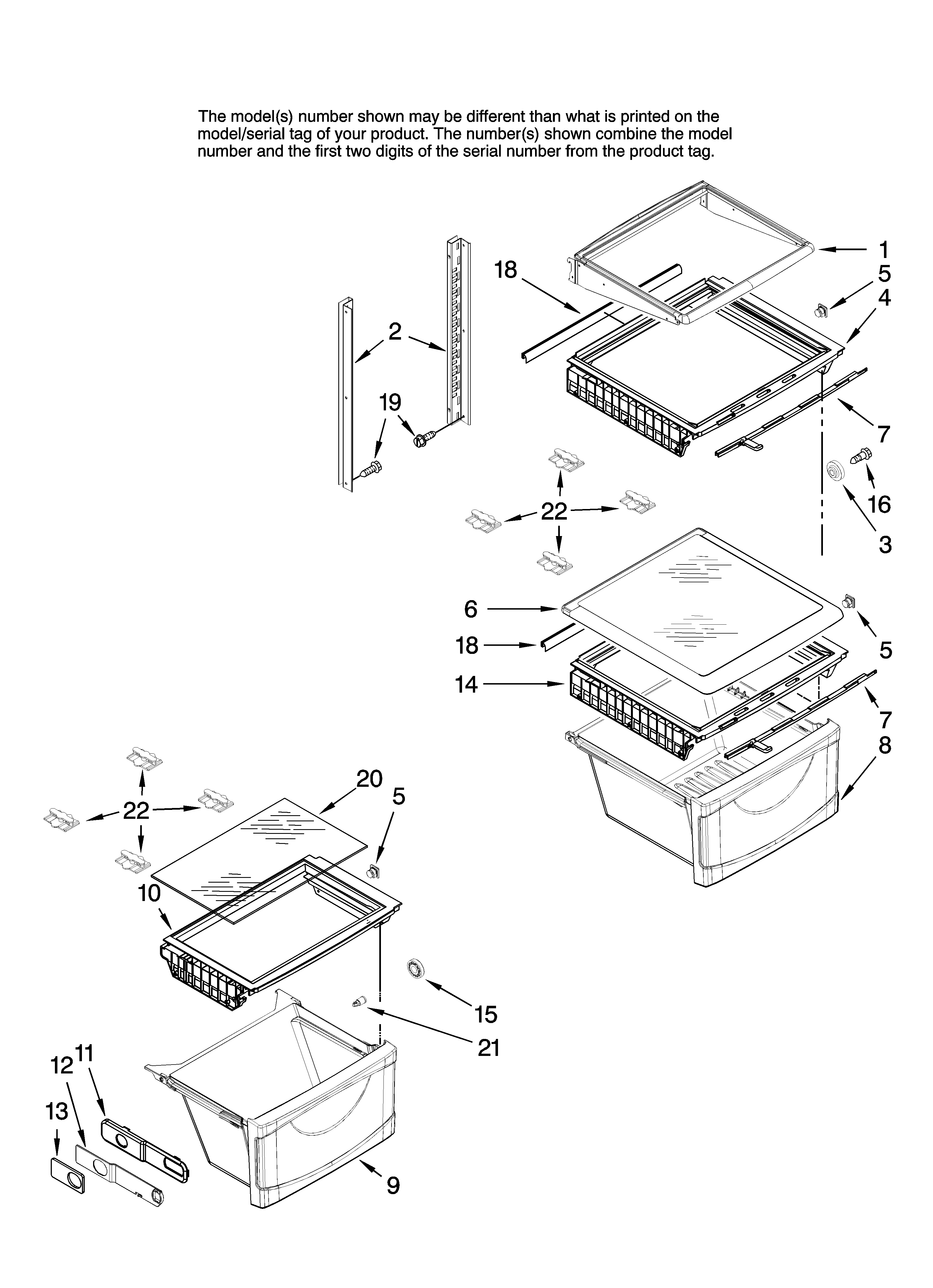Amana AC2224GEKB12 refrigerator shelf parts diagram