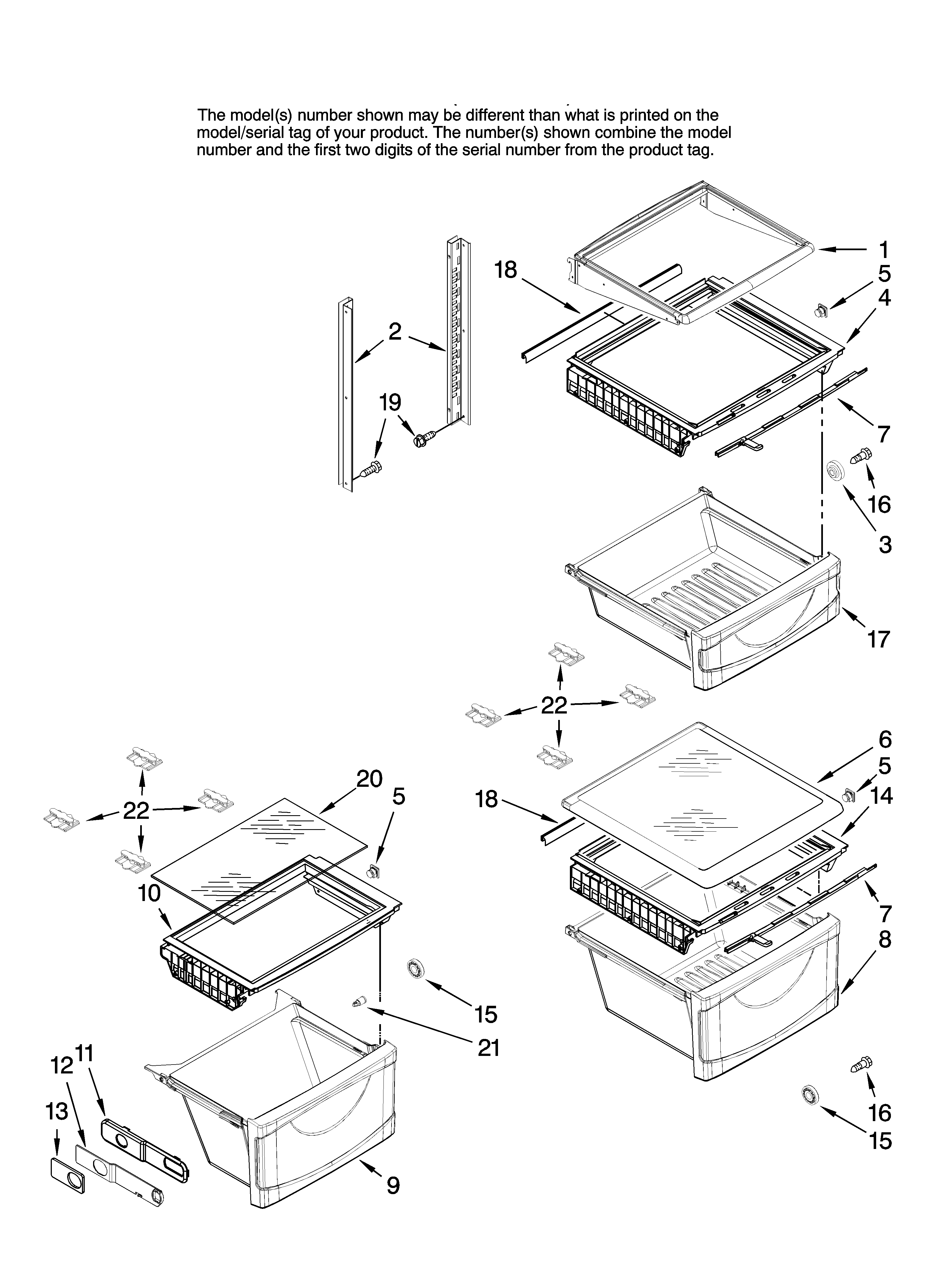 Amana AC2224GEKS13 refrigerator shelf parts diagram