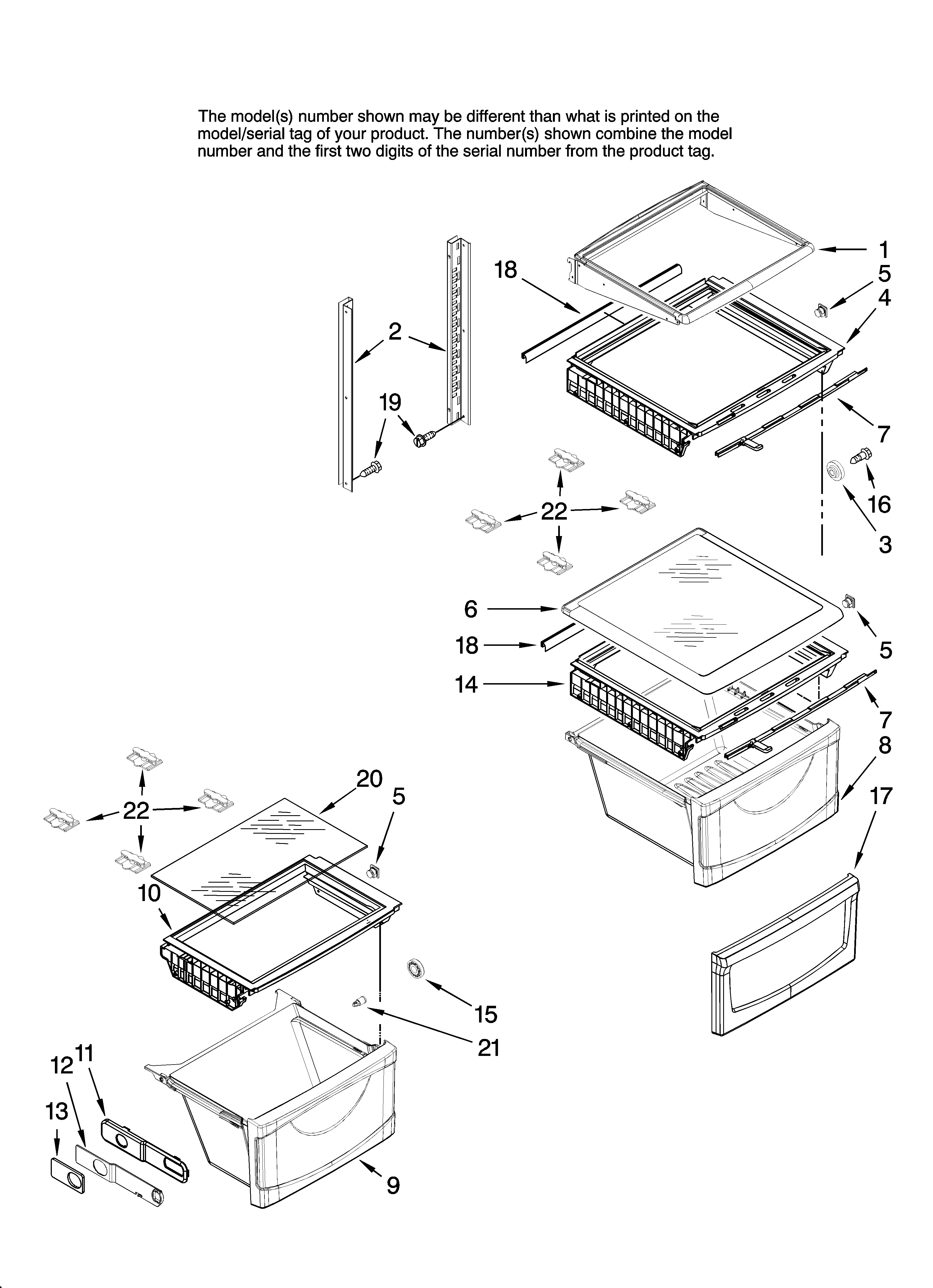 Amana AC2224PEKB12 refrigerator shelf parts diagram