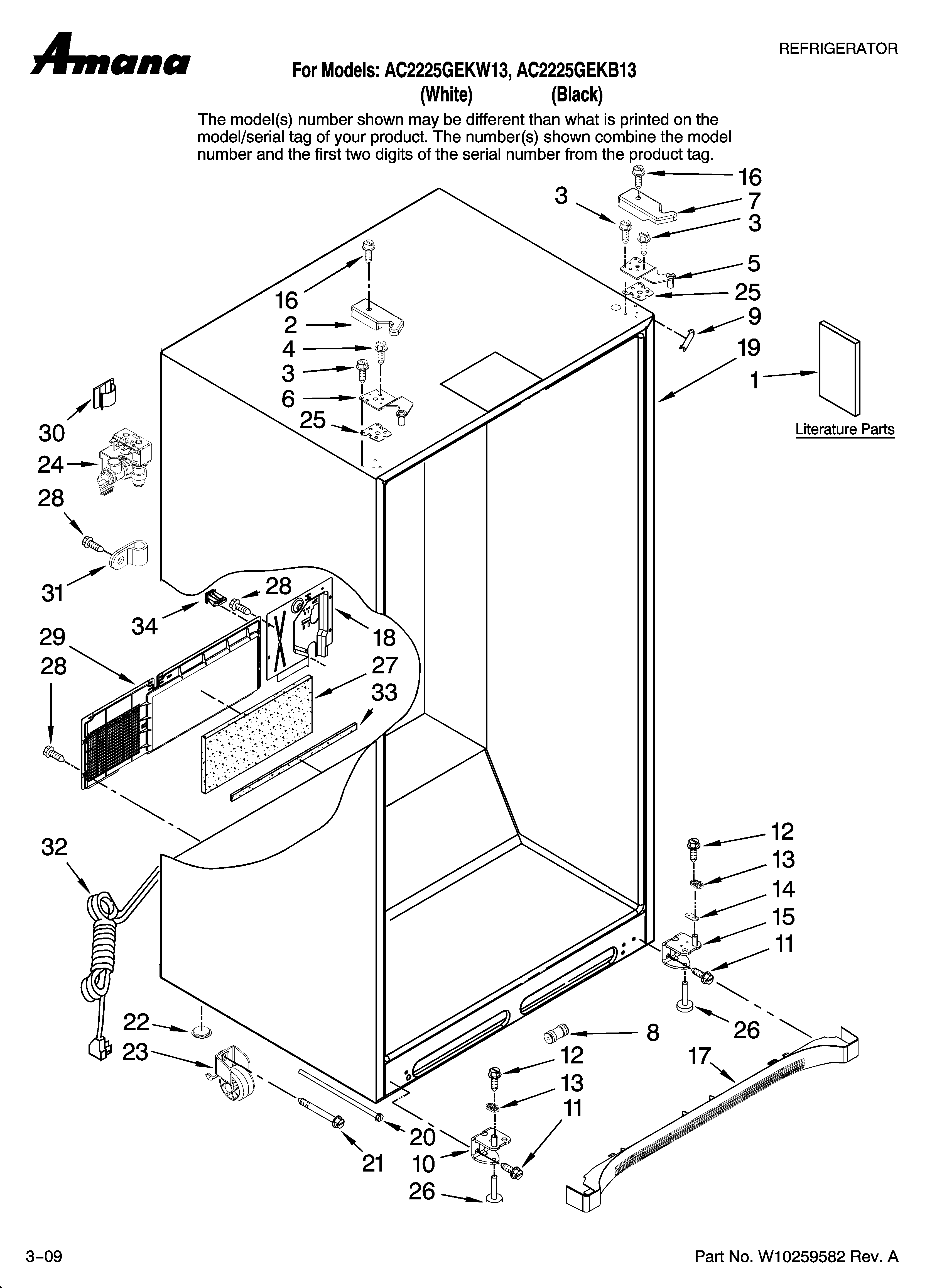 Amana AC2225GEKB13 cabinet parts diagram