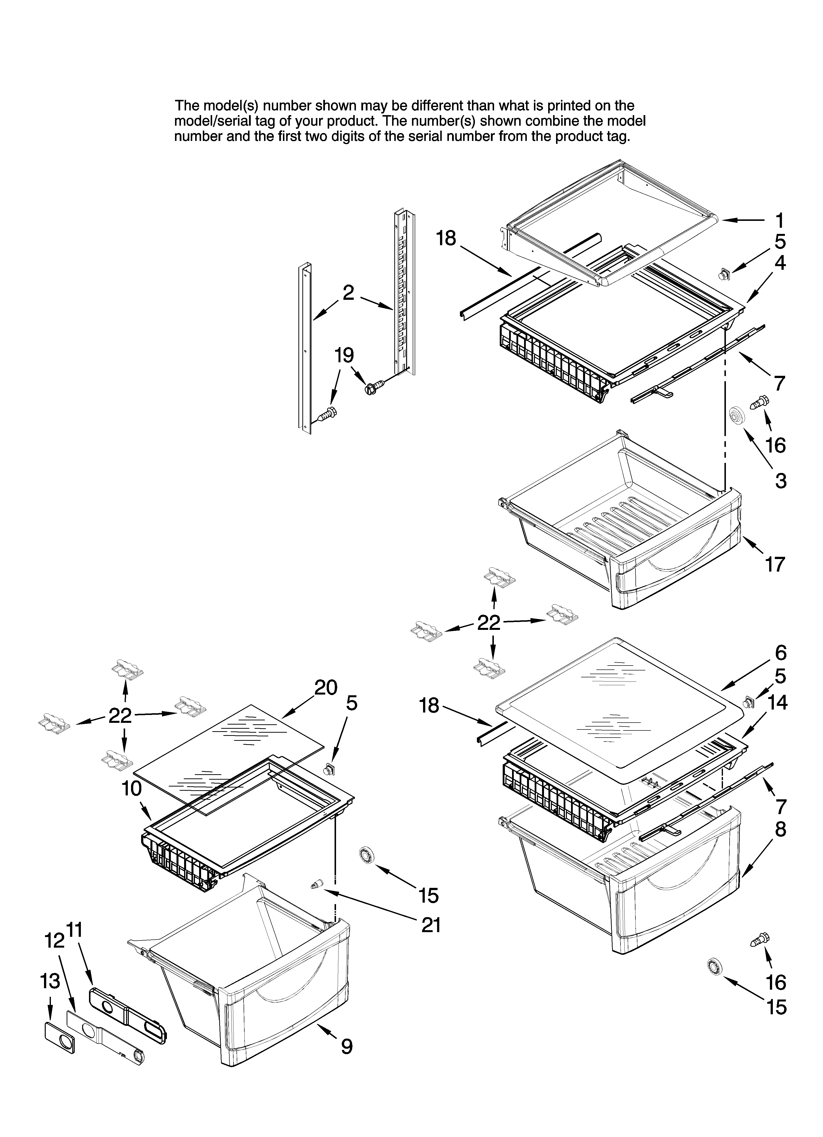 Amana AC2225GEKB13 refrigerator shelf parts diagram