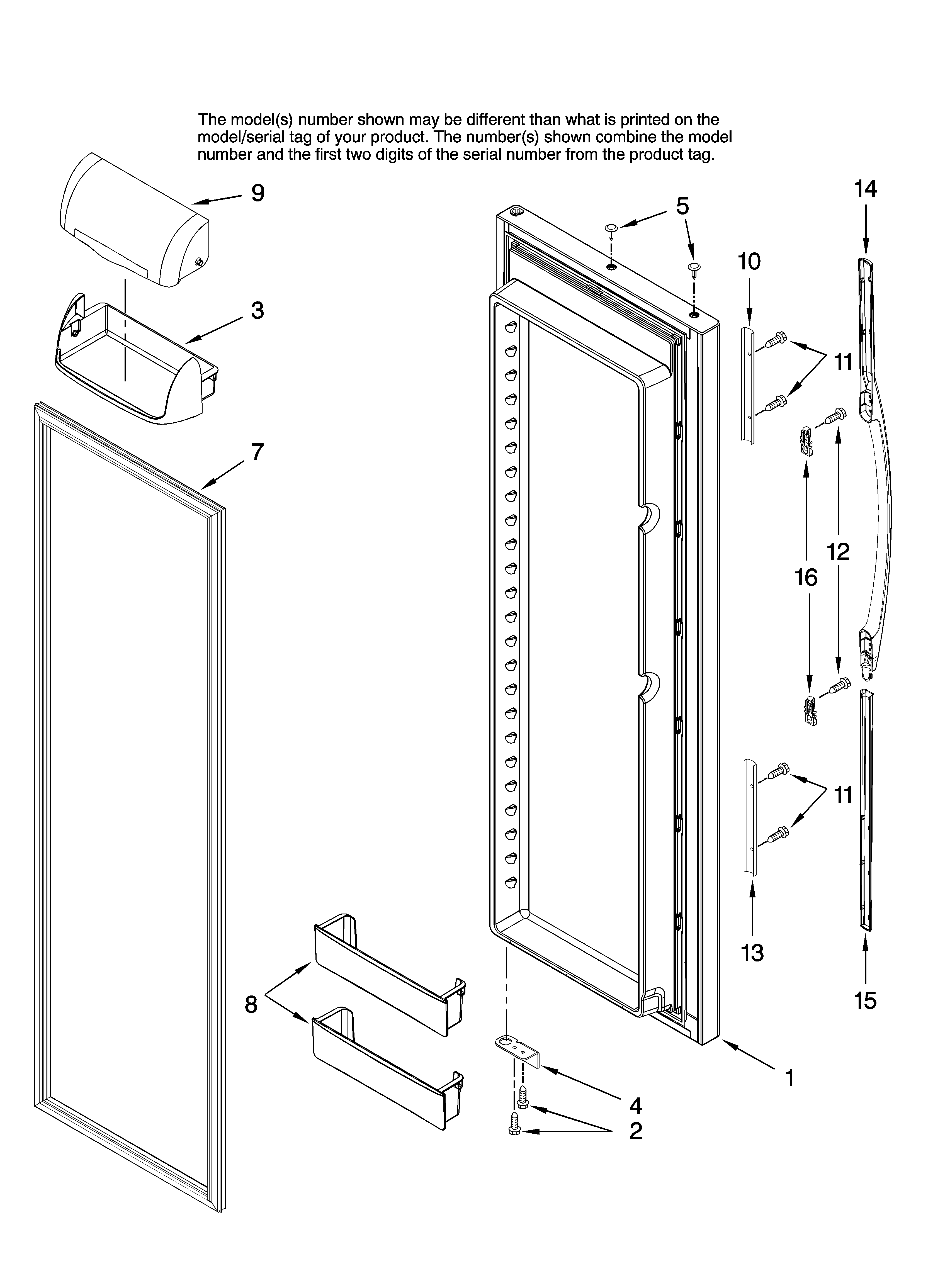 Amana AC2225GEKB13 refrigerator door parts diagram