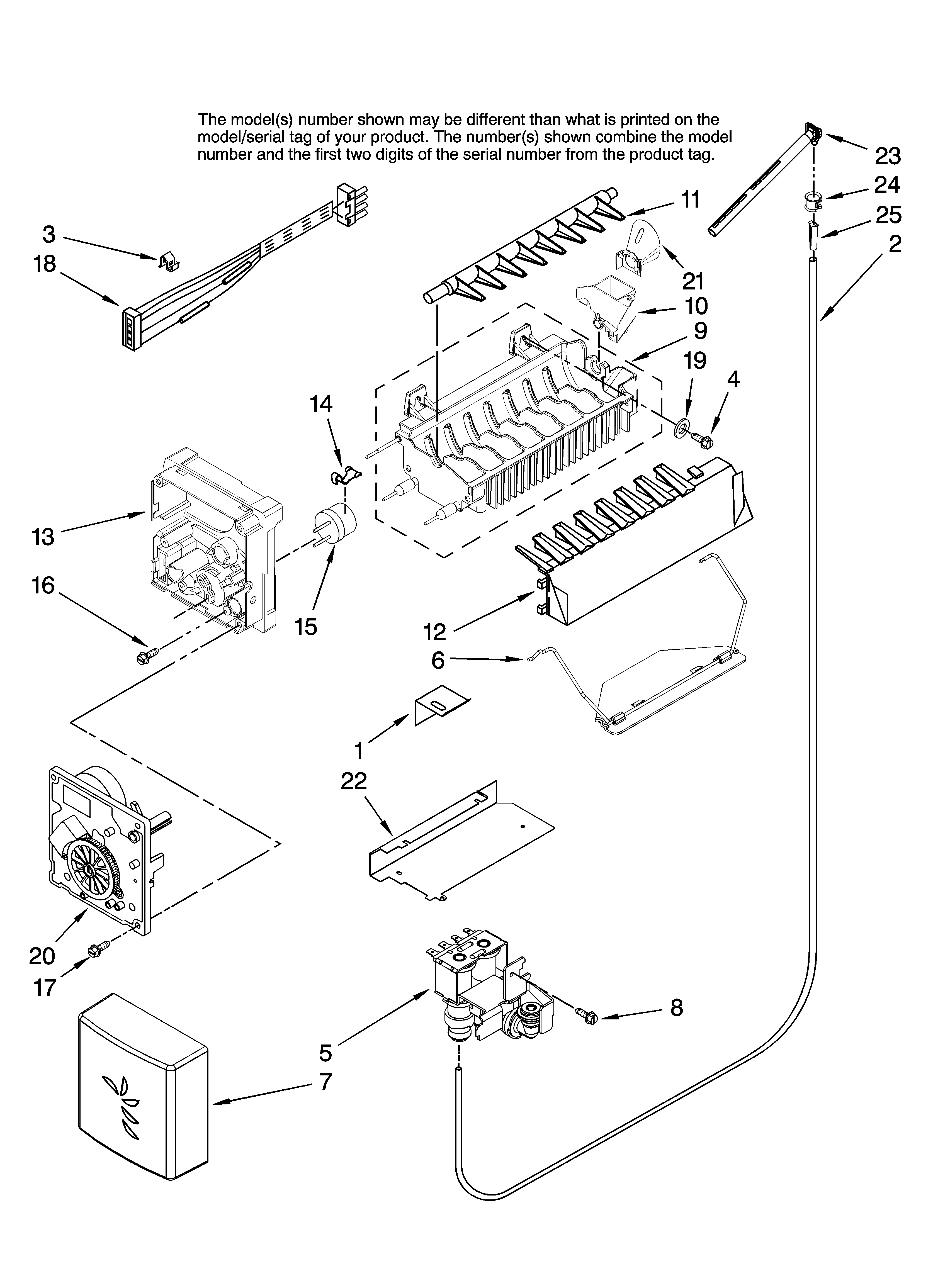 Amana AC2225GEKB13 icemaker parts diagram