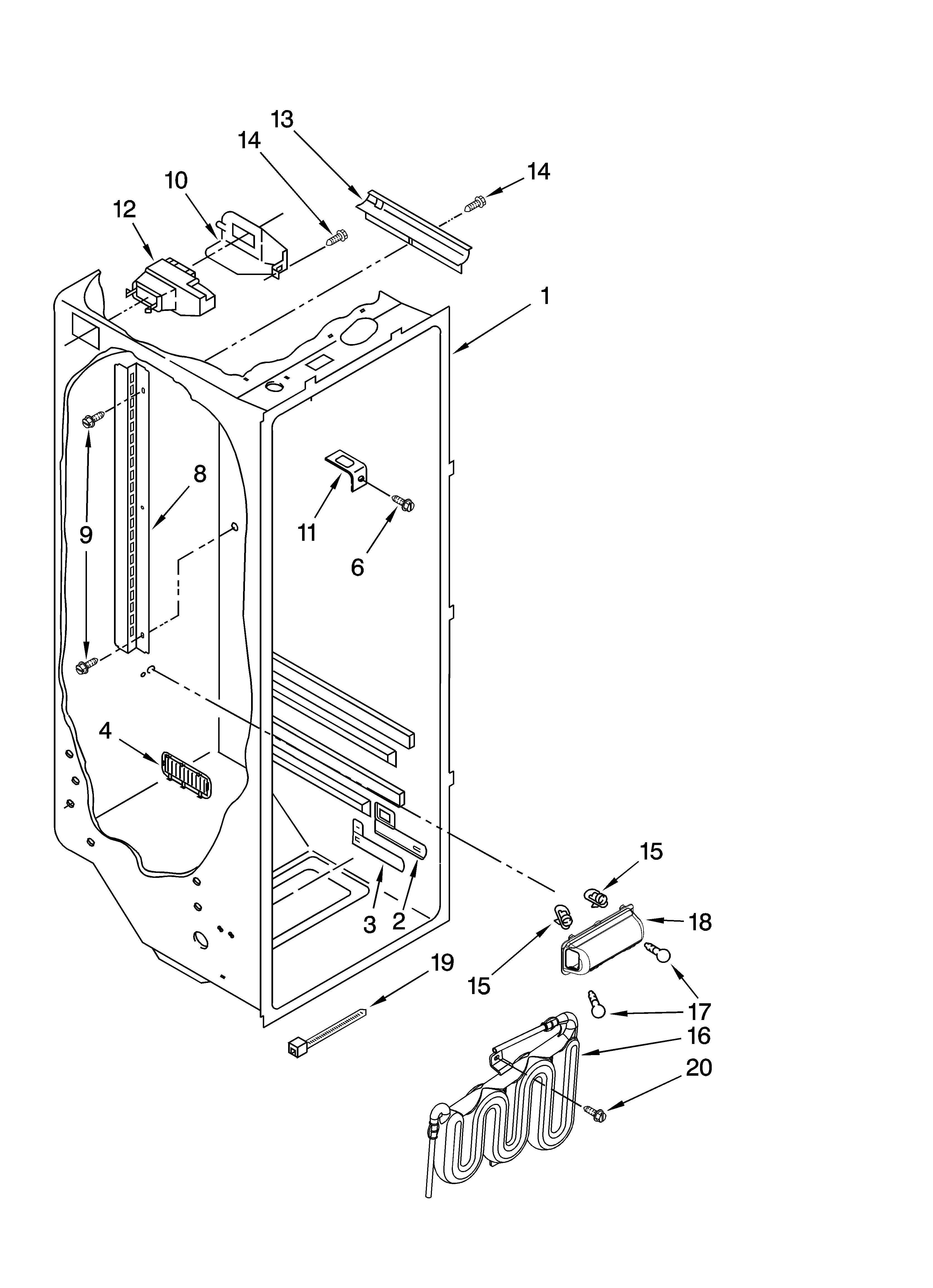 Amana ASD2522WED01 refrigerator liner parts diagram