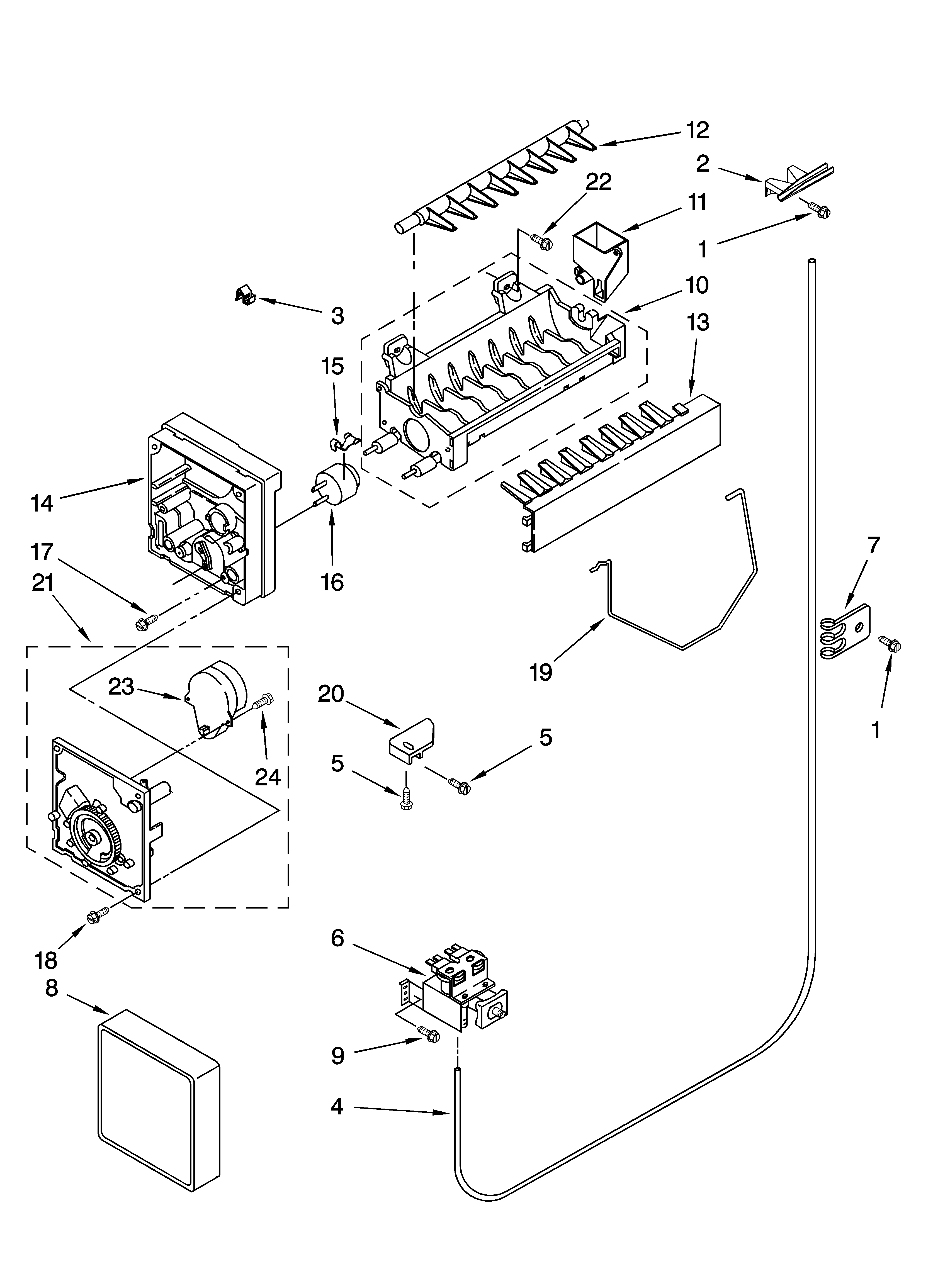 Amana ASD2522WED01 icemaker parts diagram