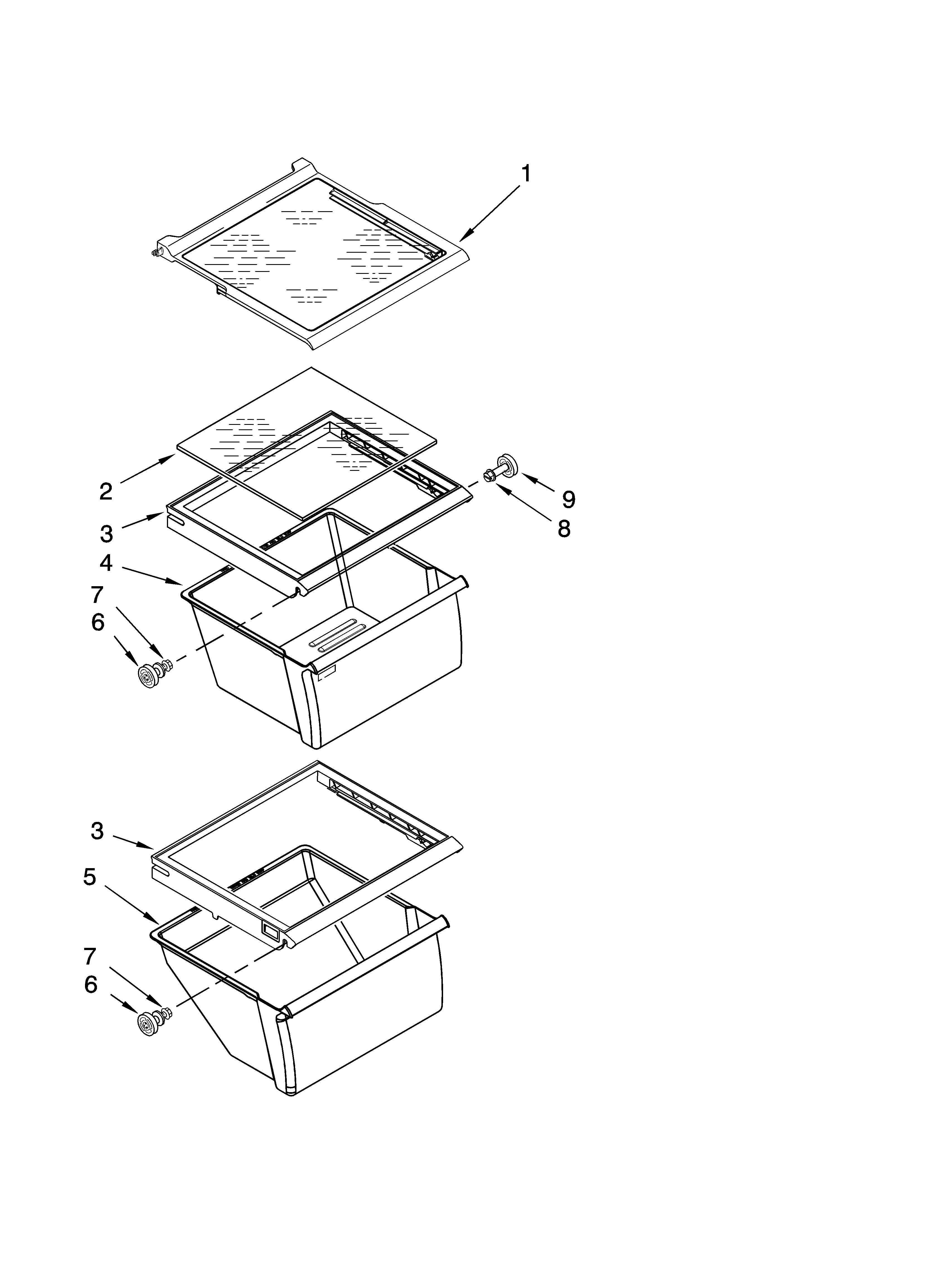 Amana ASD2522WRW01 refrigerator shelf parts diagram