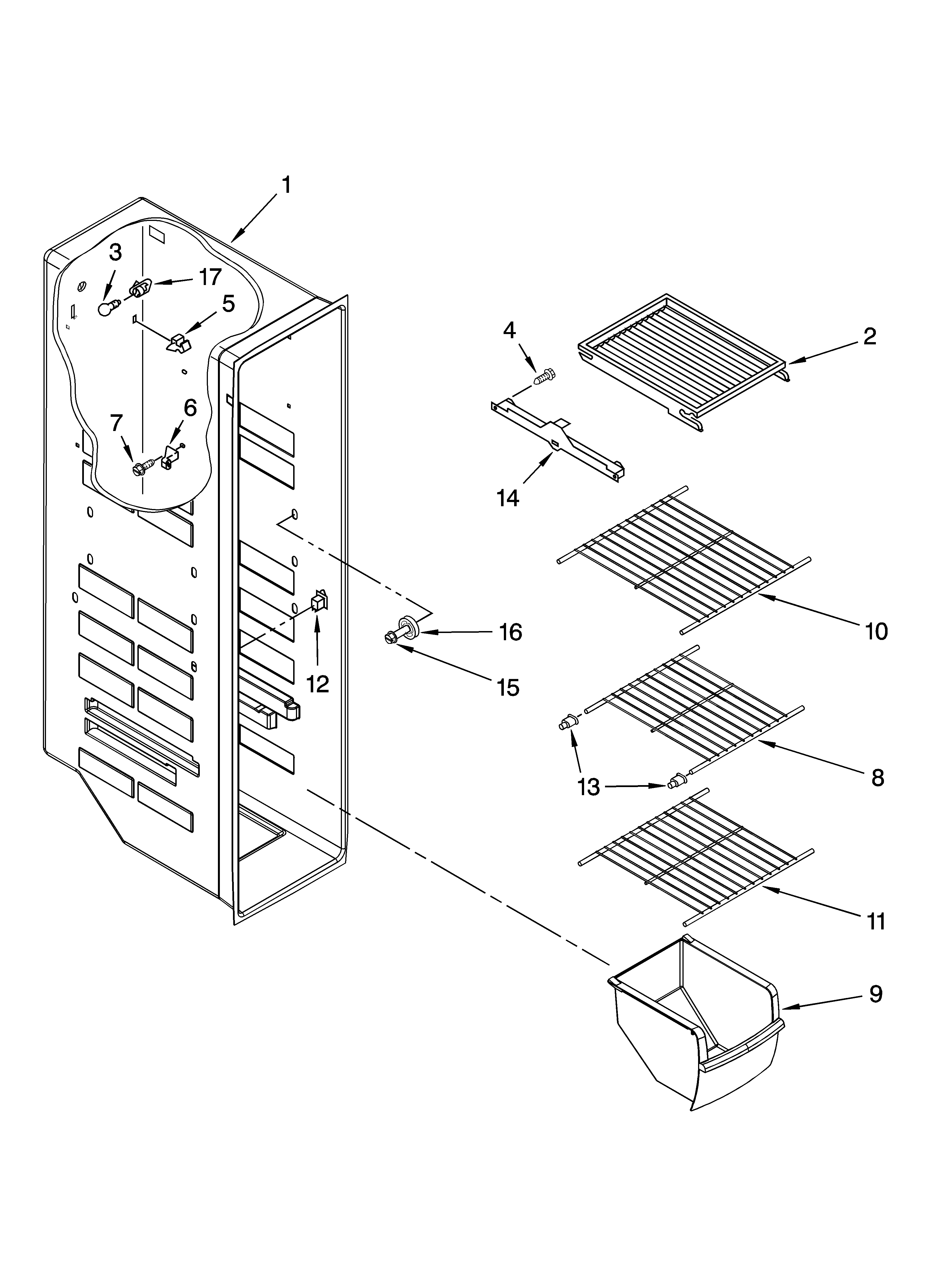 Amana ASD2522WRW01 freezer liner parts diagram