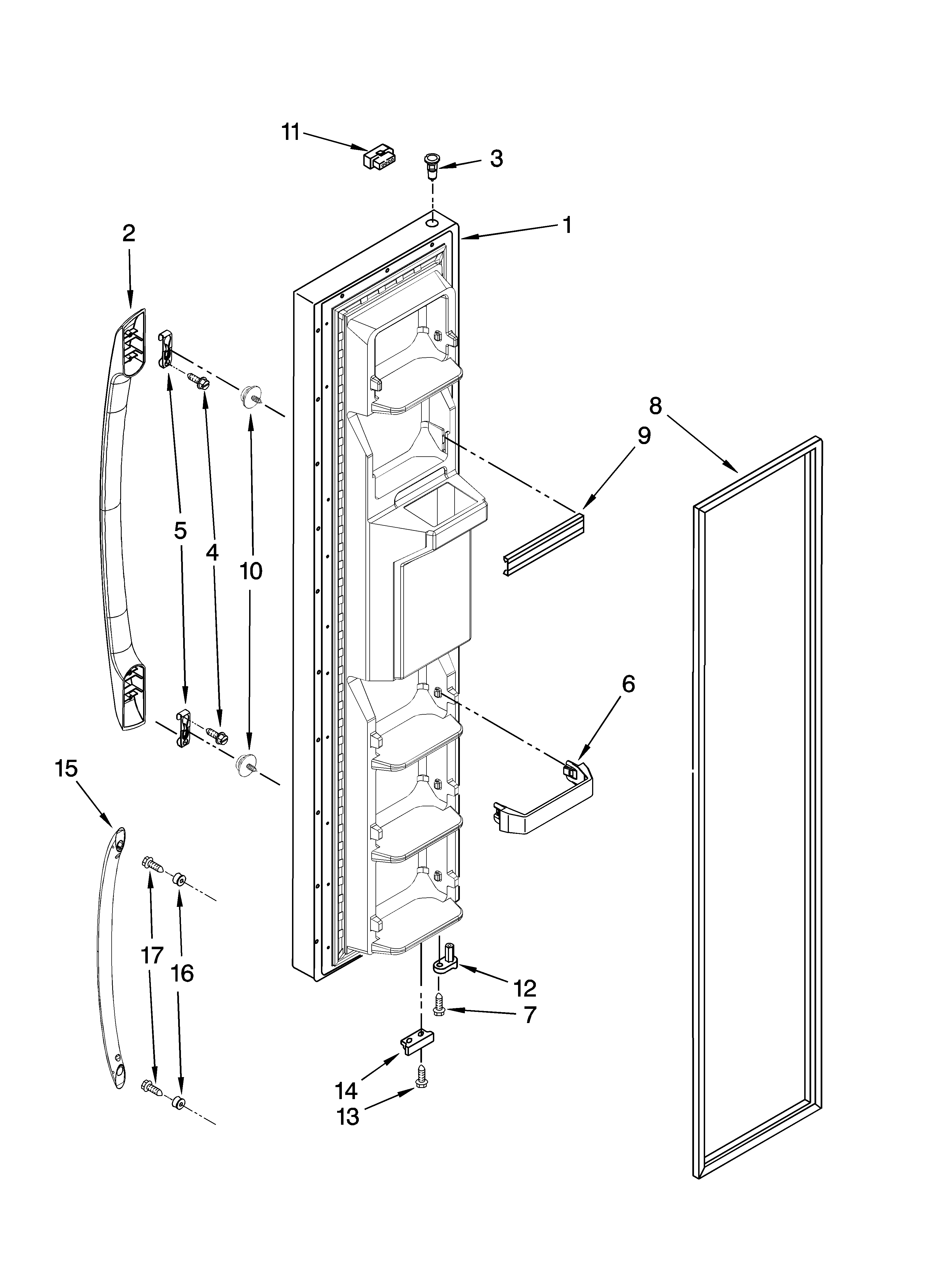 Amana ASD2522WRW01 freezer door parts diagram