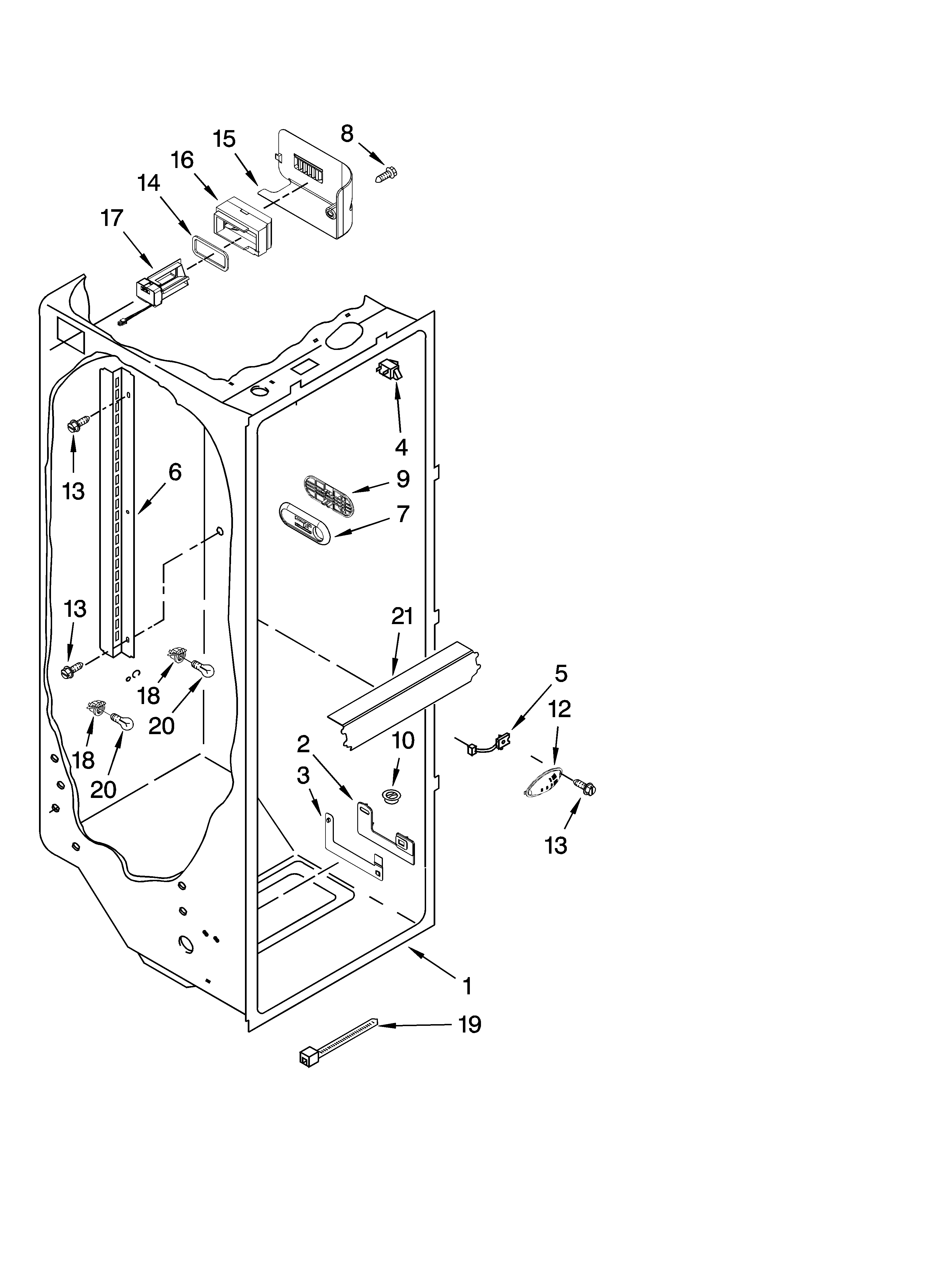 Jenn-Air JCB2585WES00 refrigerator liner parts diagram
