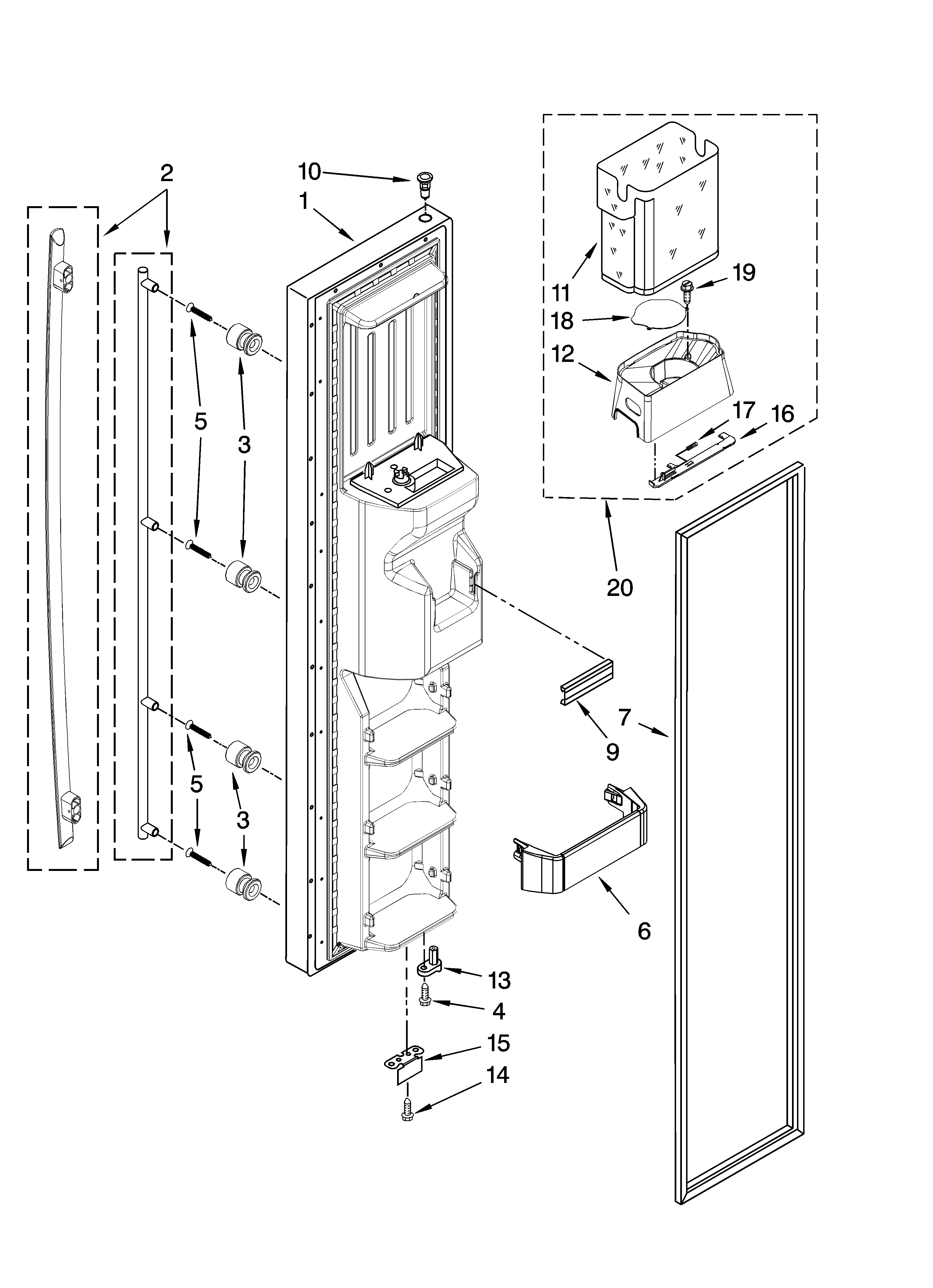 Jenn-Air JCB2585WES00 freezer door parts diagram