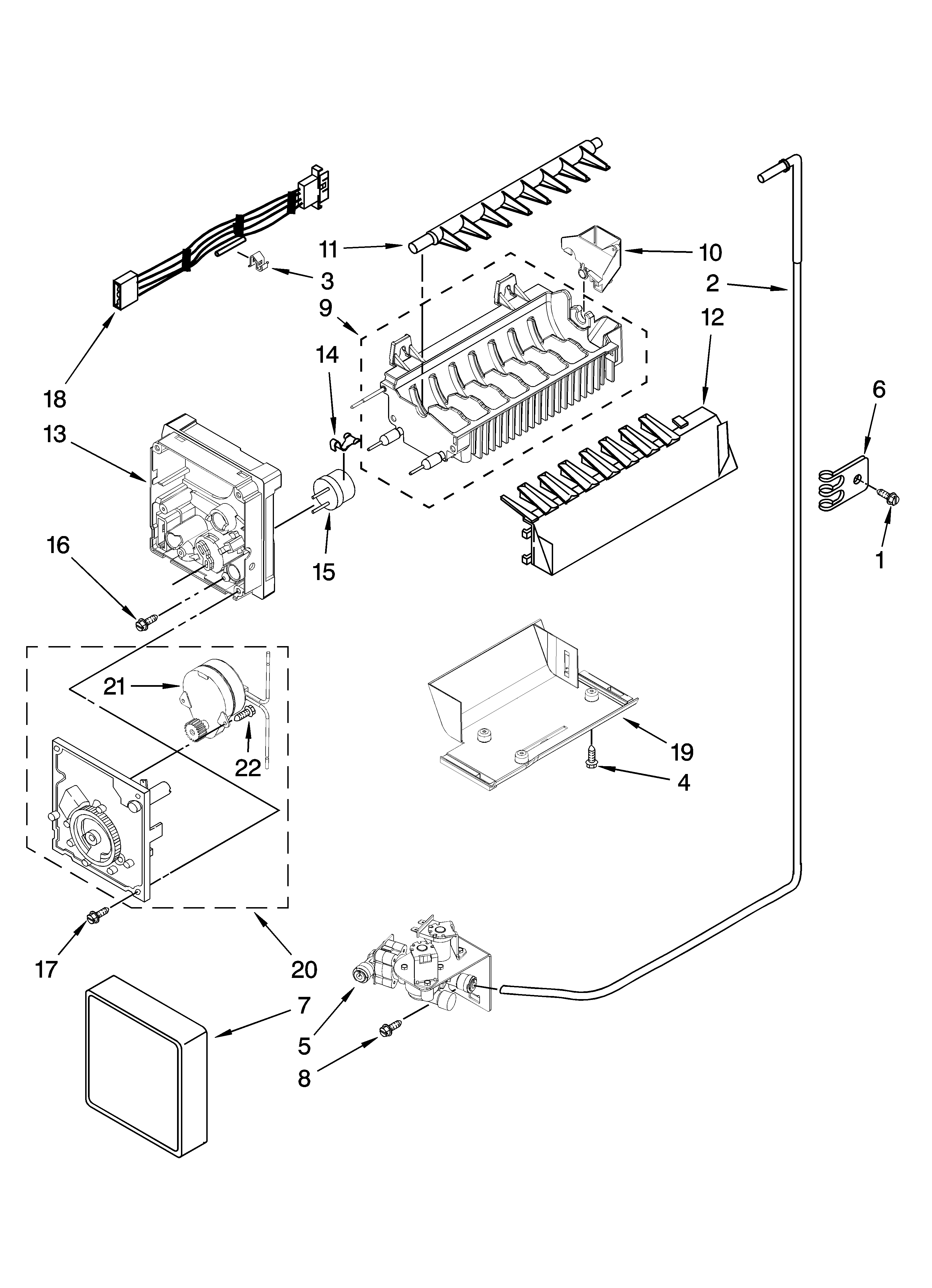 Jenn-Air JCB2585WES00 icemaker parts diagram