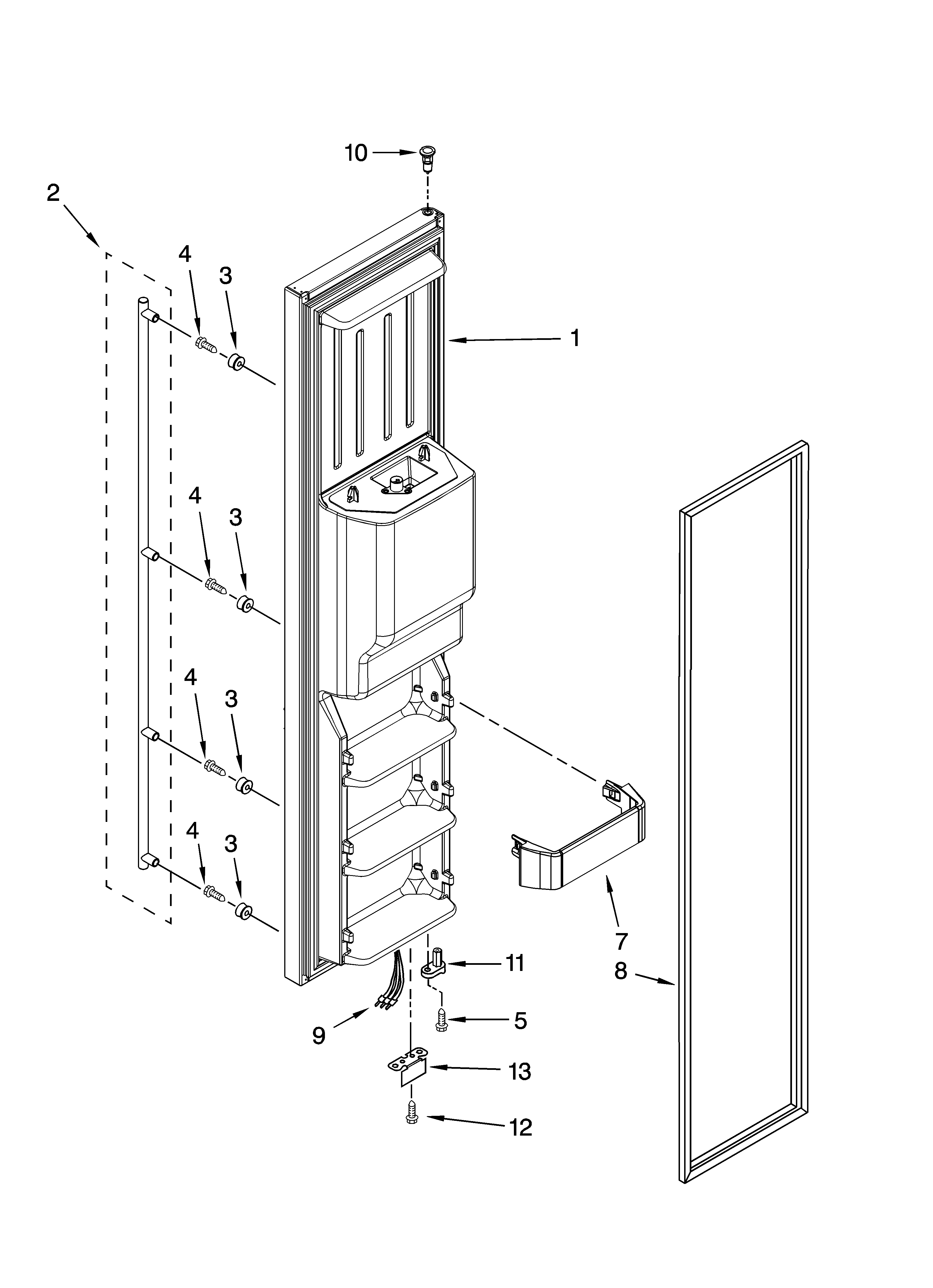 Jenn-Air JCD2591WES00 freezer door parts diagram