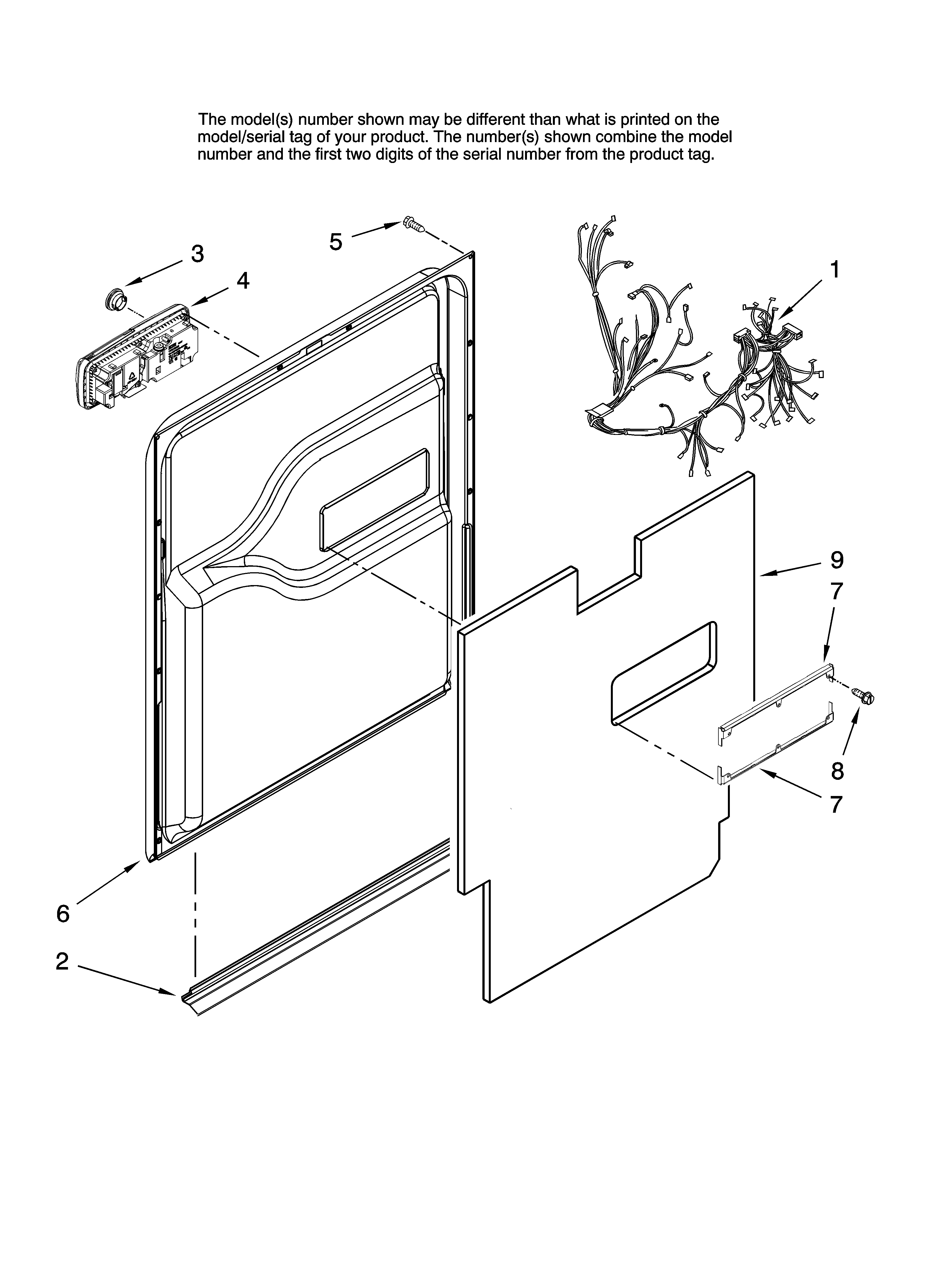 Jenn-Air JDB1080AWW1 door and latch parts diagram