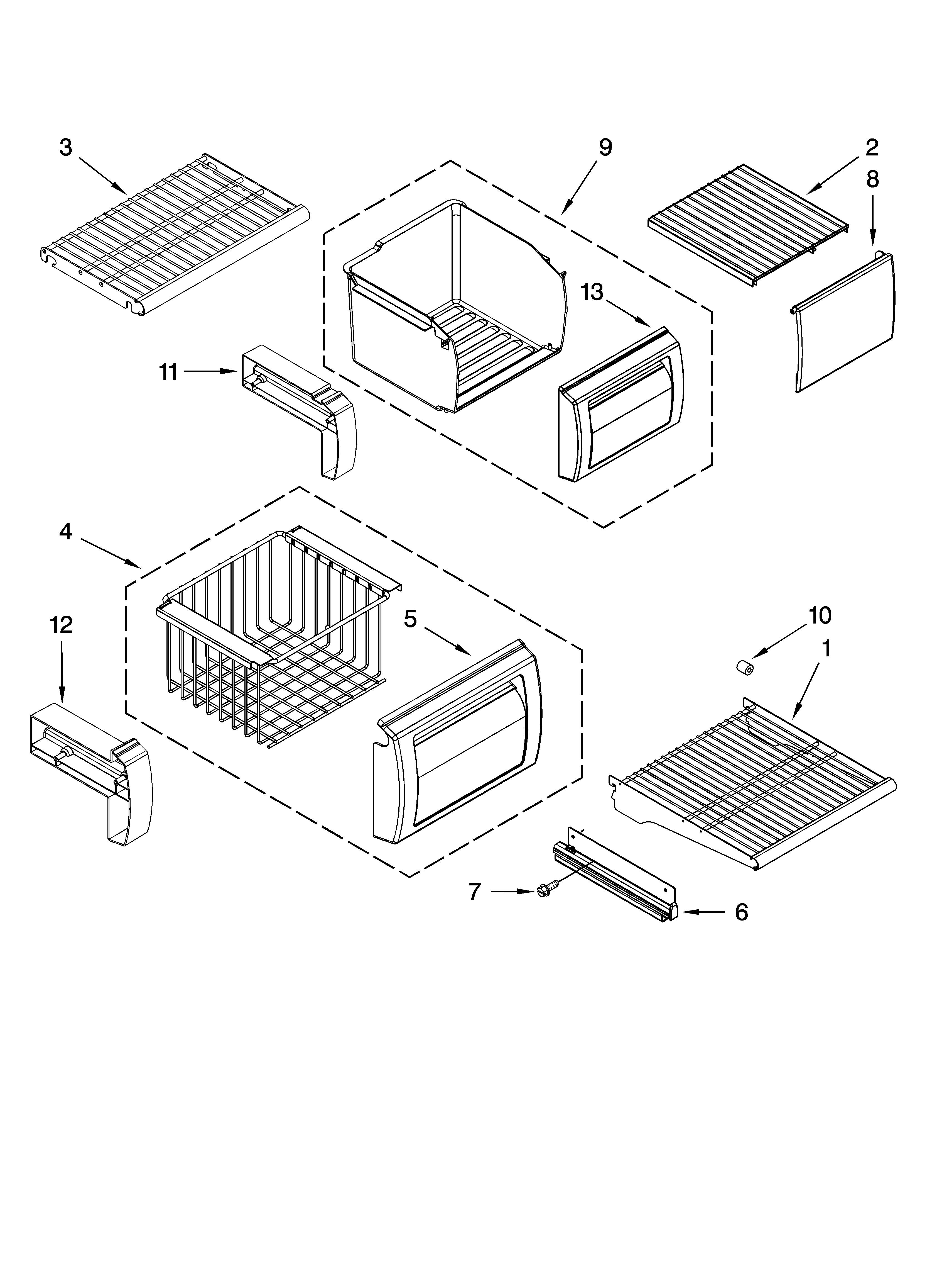 Jenn-Air JS42NXFXDW00 freezer shelf parts diagram