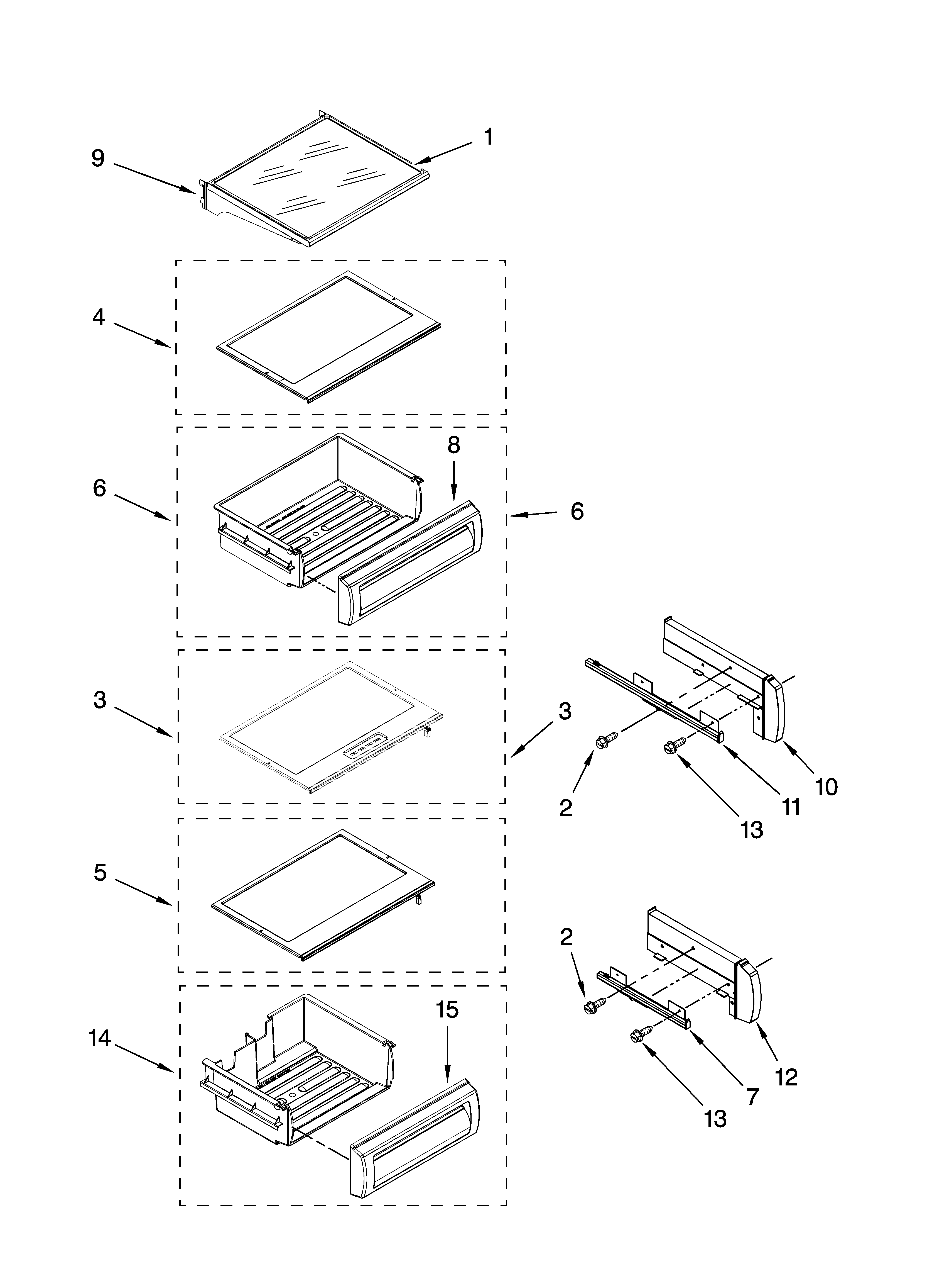 Jenn-Air JS42NXFXDW00 refrigerator shelf parts diagram