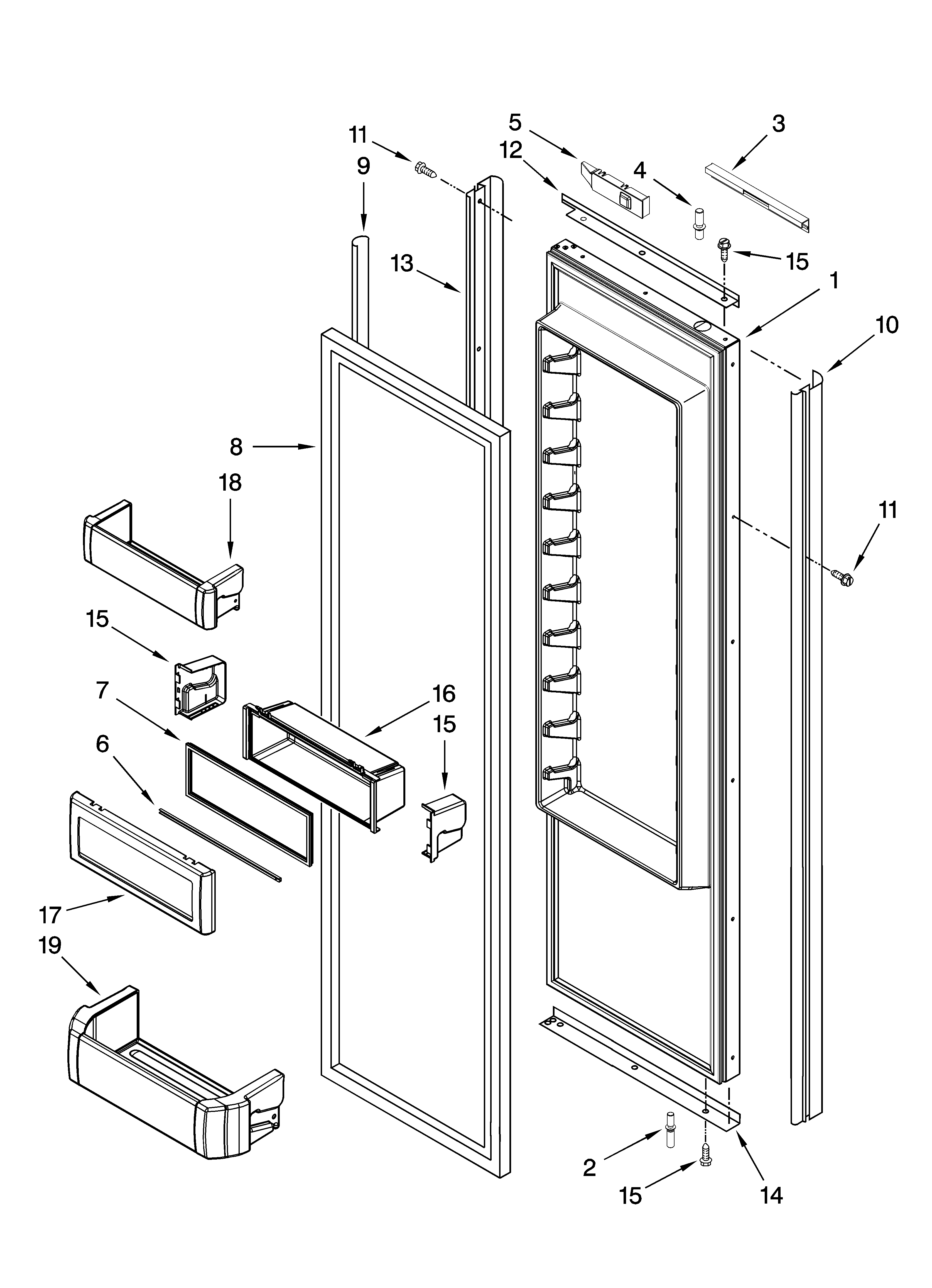 Jenn-Air JS42NXFXDW00 refrigerator door parts diagram