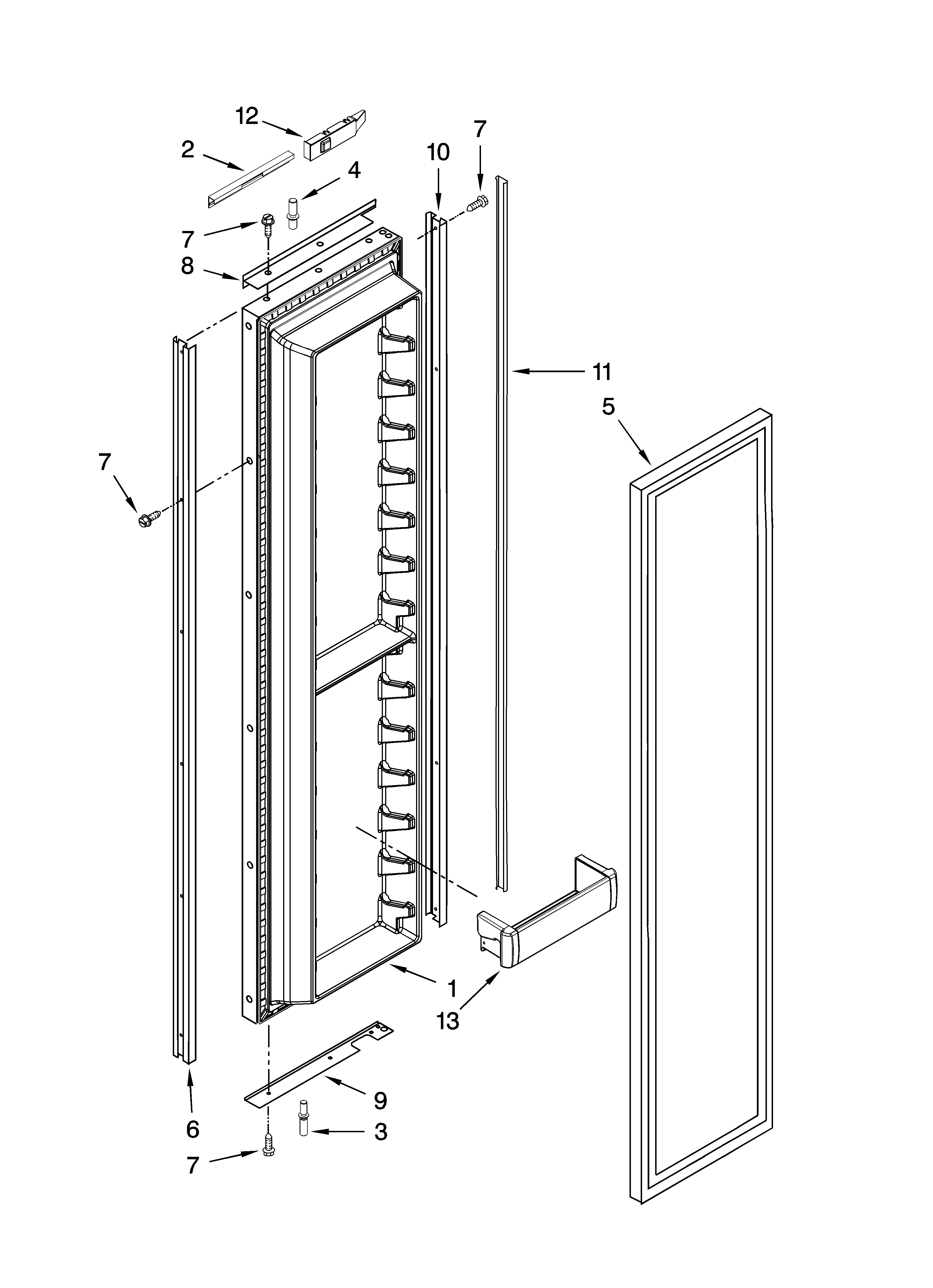 Jenn-Air JS42NXFXDW00 freezer door parts diagram