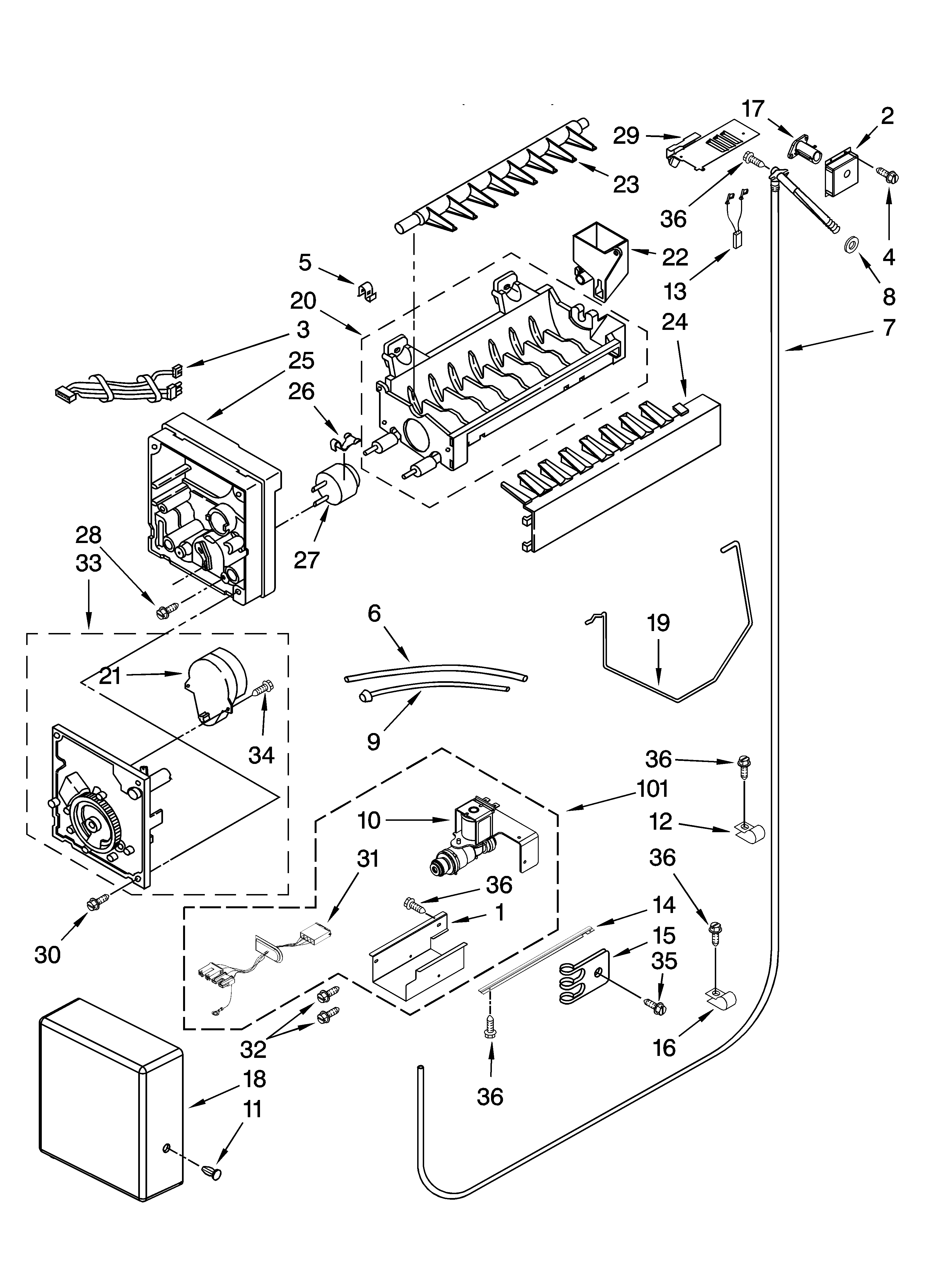 Jenn-Air JS42NXFXDW00 icemaker parts diagram