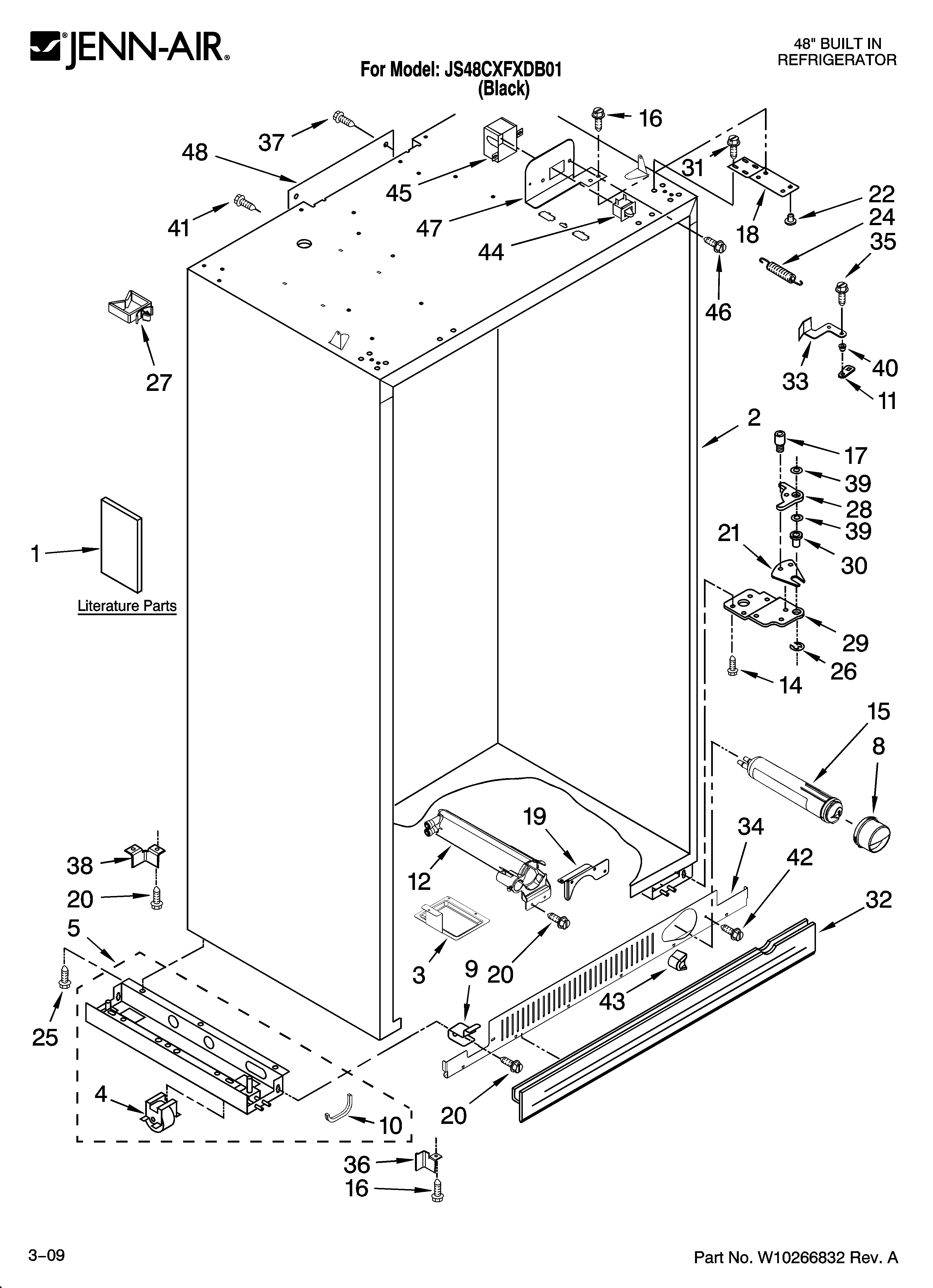Jenn-Air JS48CXFXDB01 cabinet parts diagram