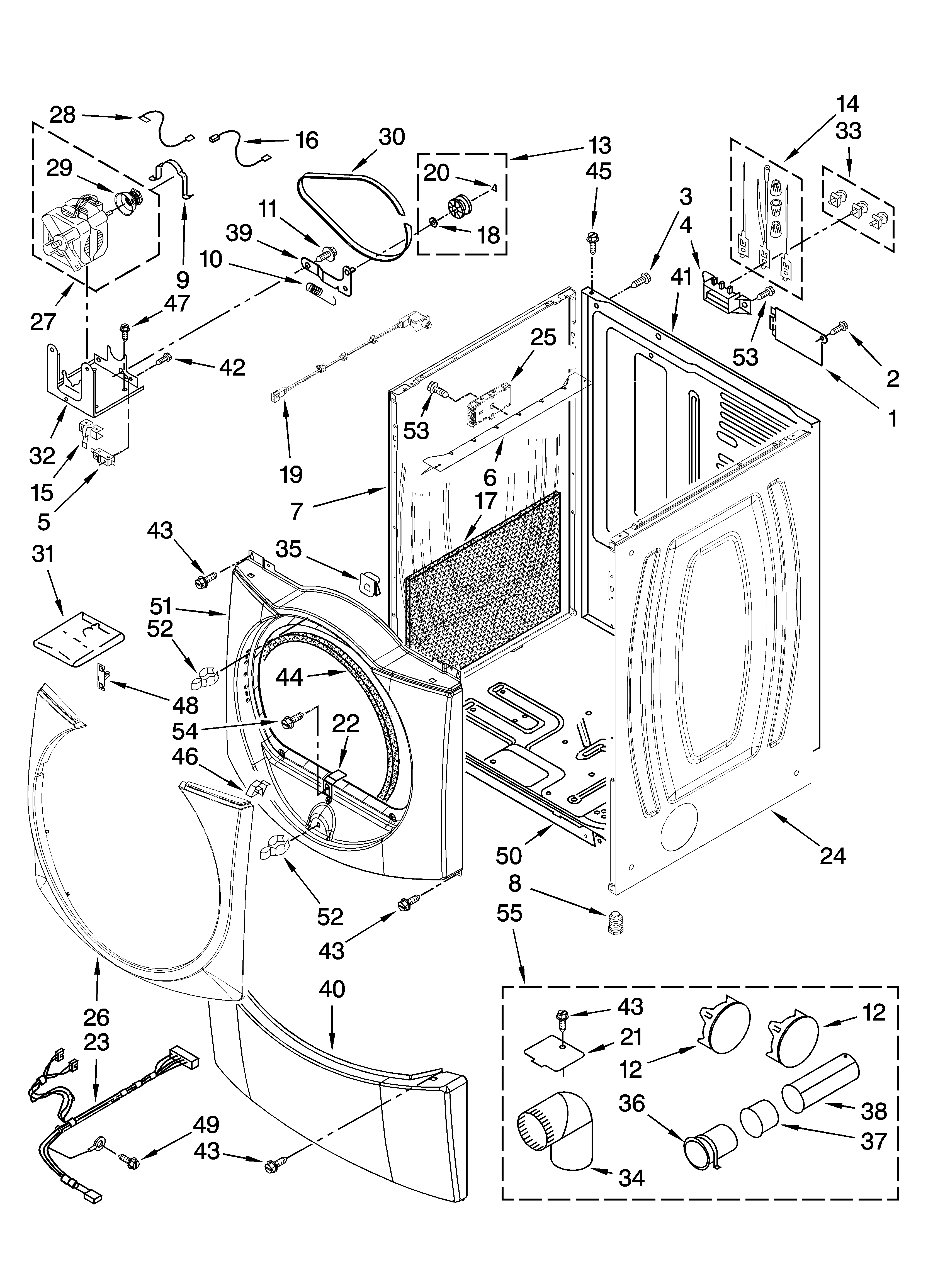 Maytag MEDE500VF0 cabinet parts diagram