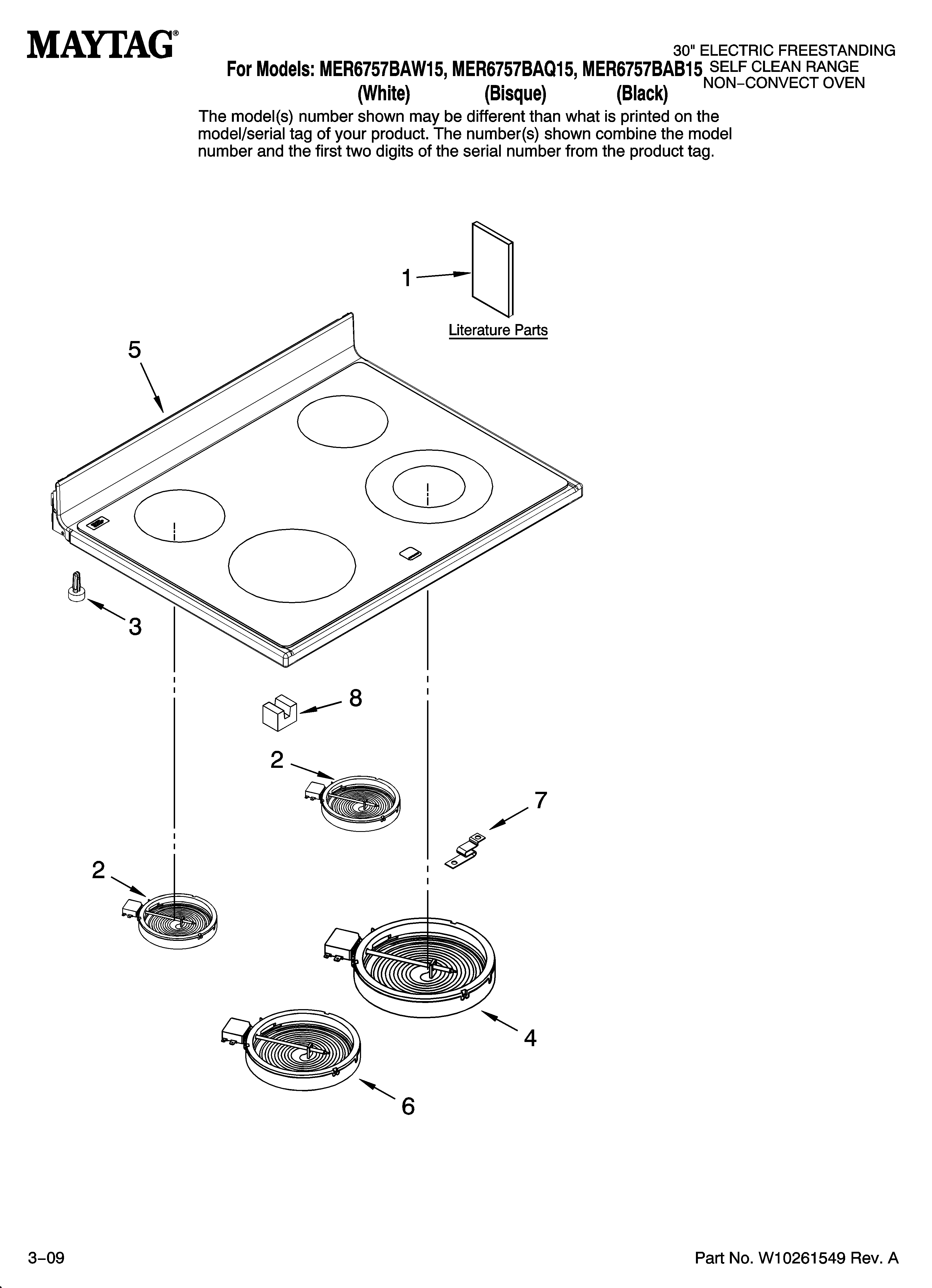 Maytag MER6757BAW15 cooktop parts diagram